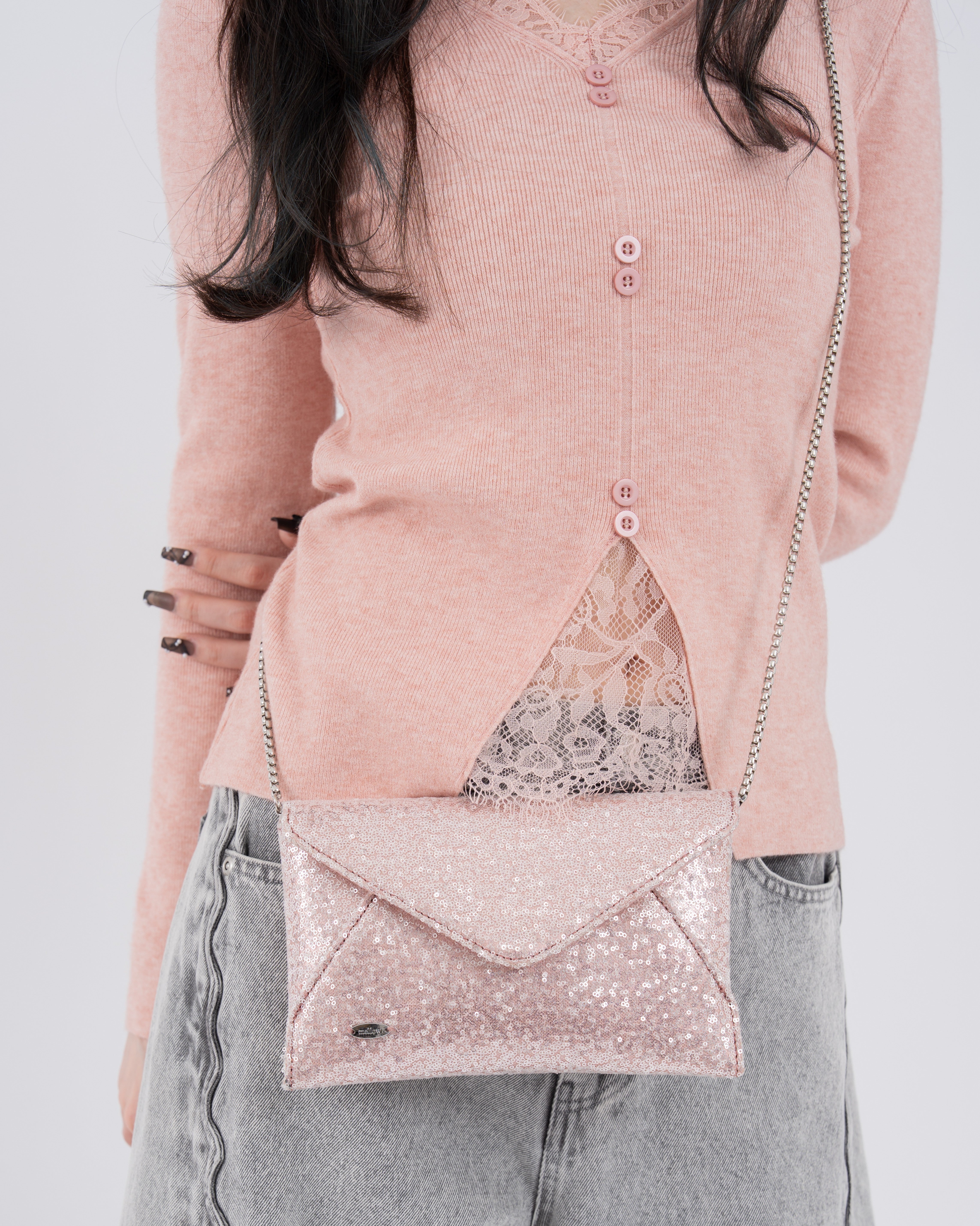 2wayスパンコールレターミニバッグ