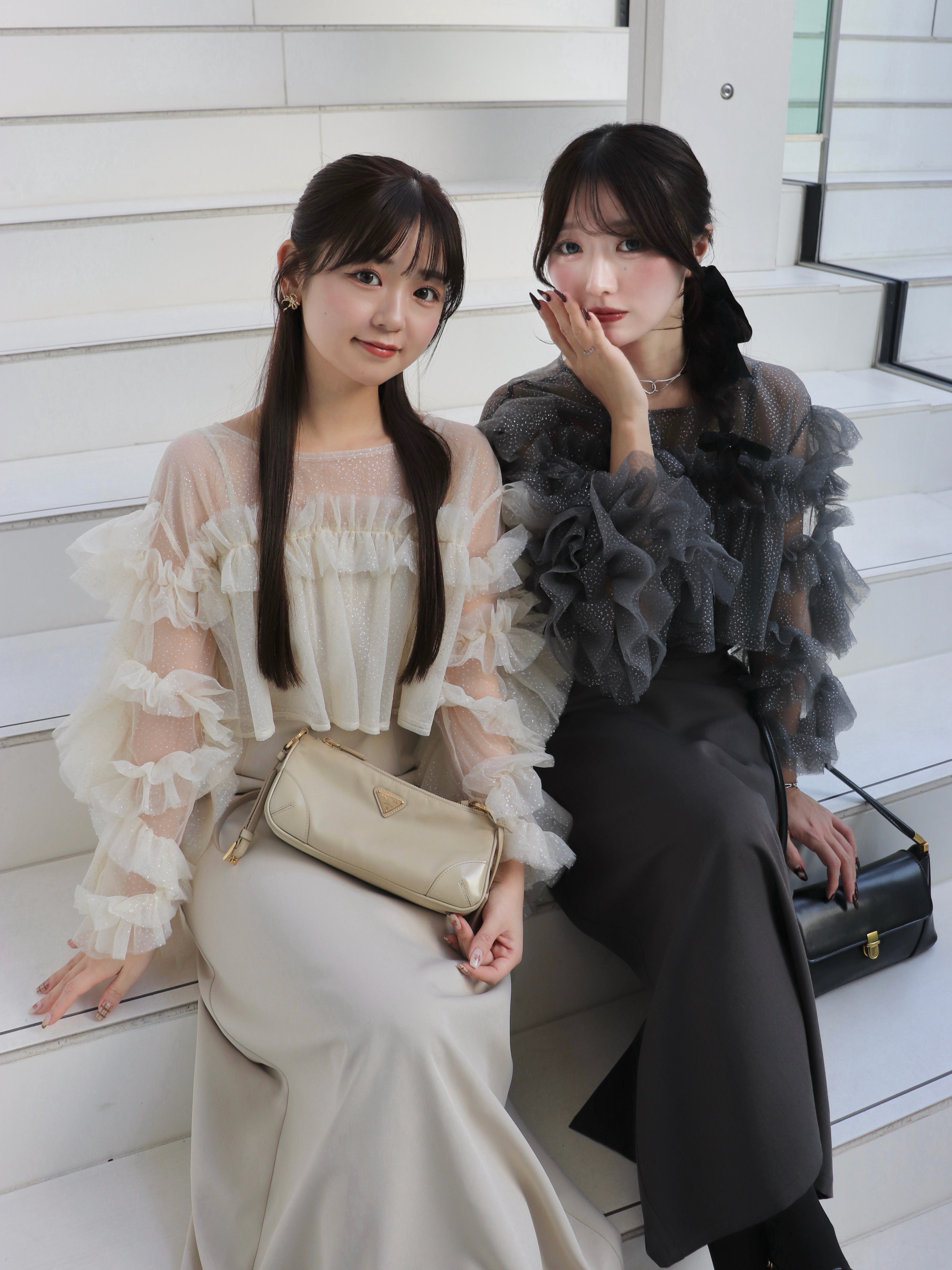 褶边金银丝薄纱场合连衣裙