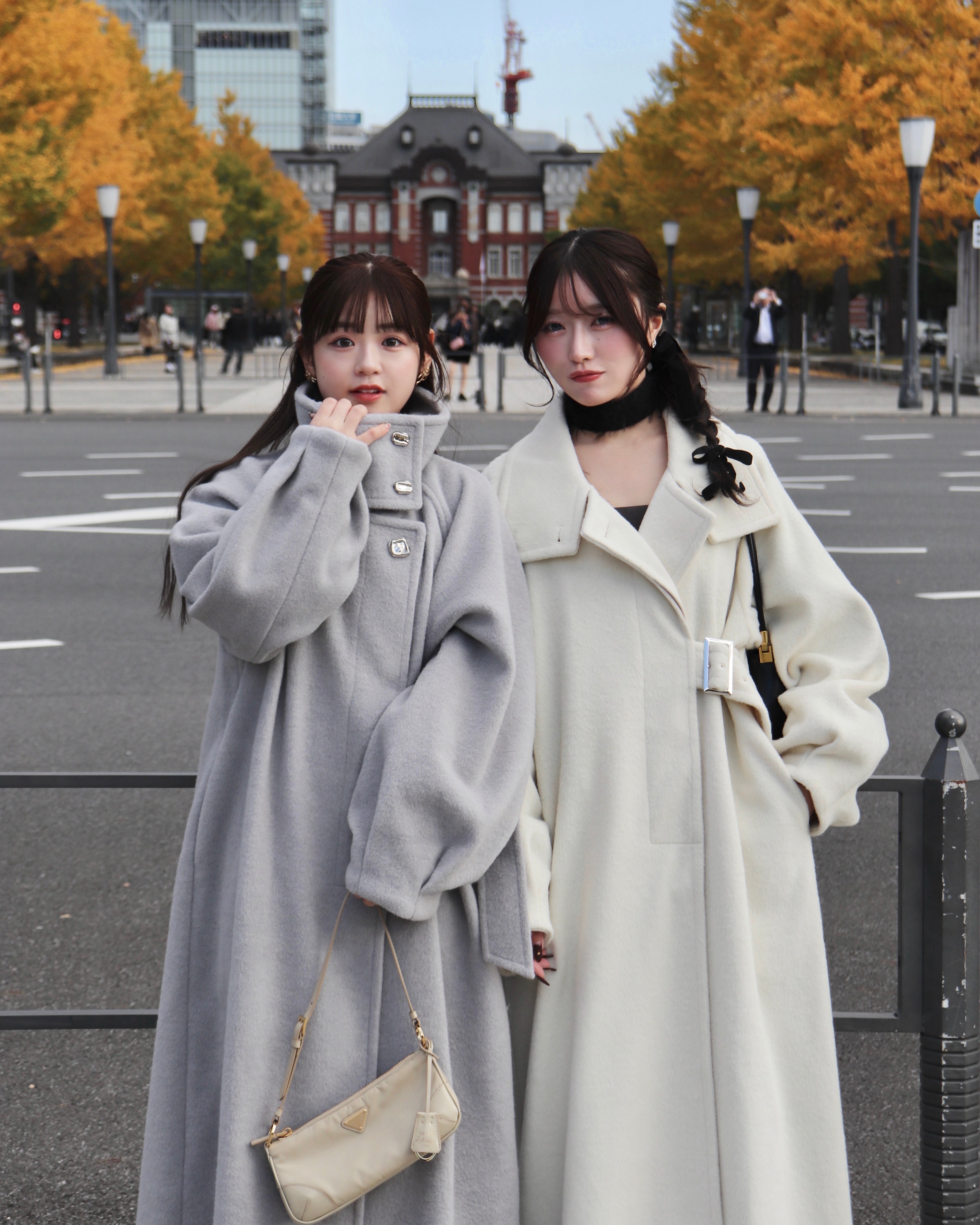 2wayスタンドカラーサイドベルトロングコート