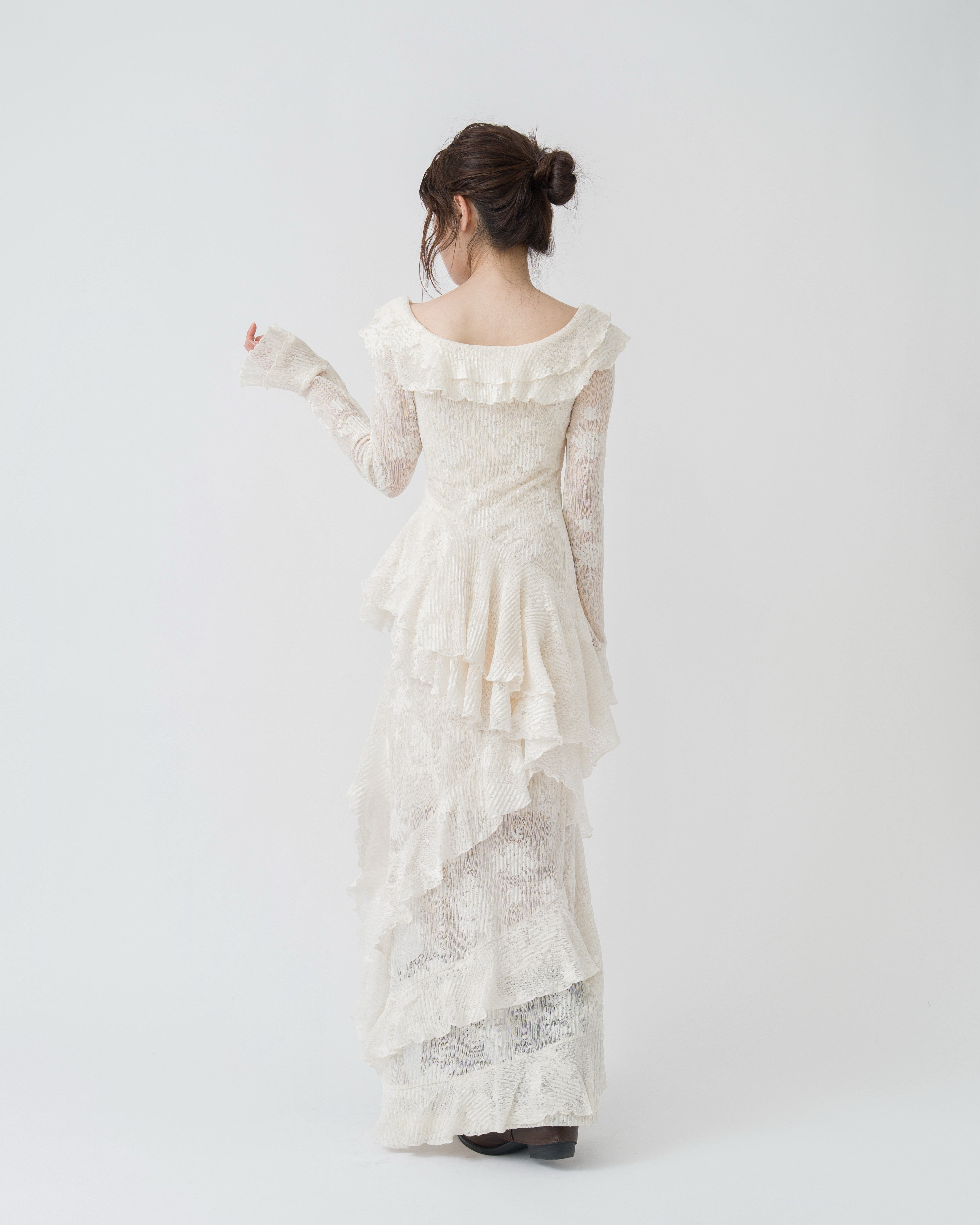 3wayアシンメトリーフリルレースワンピース