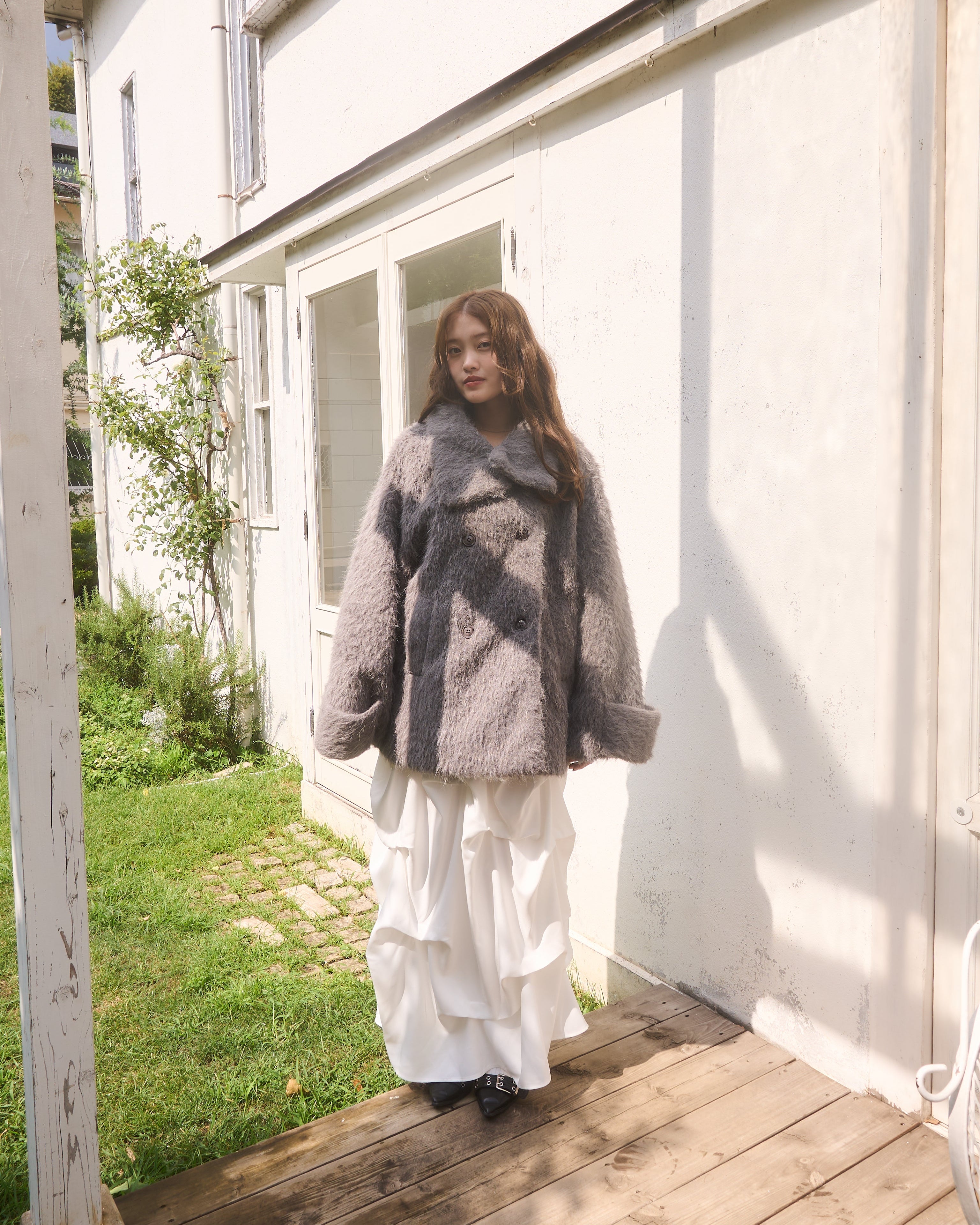 3wayスタンドカラーシャギーコート