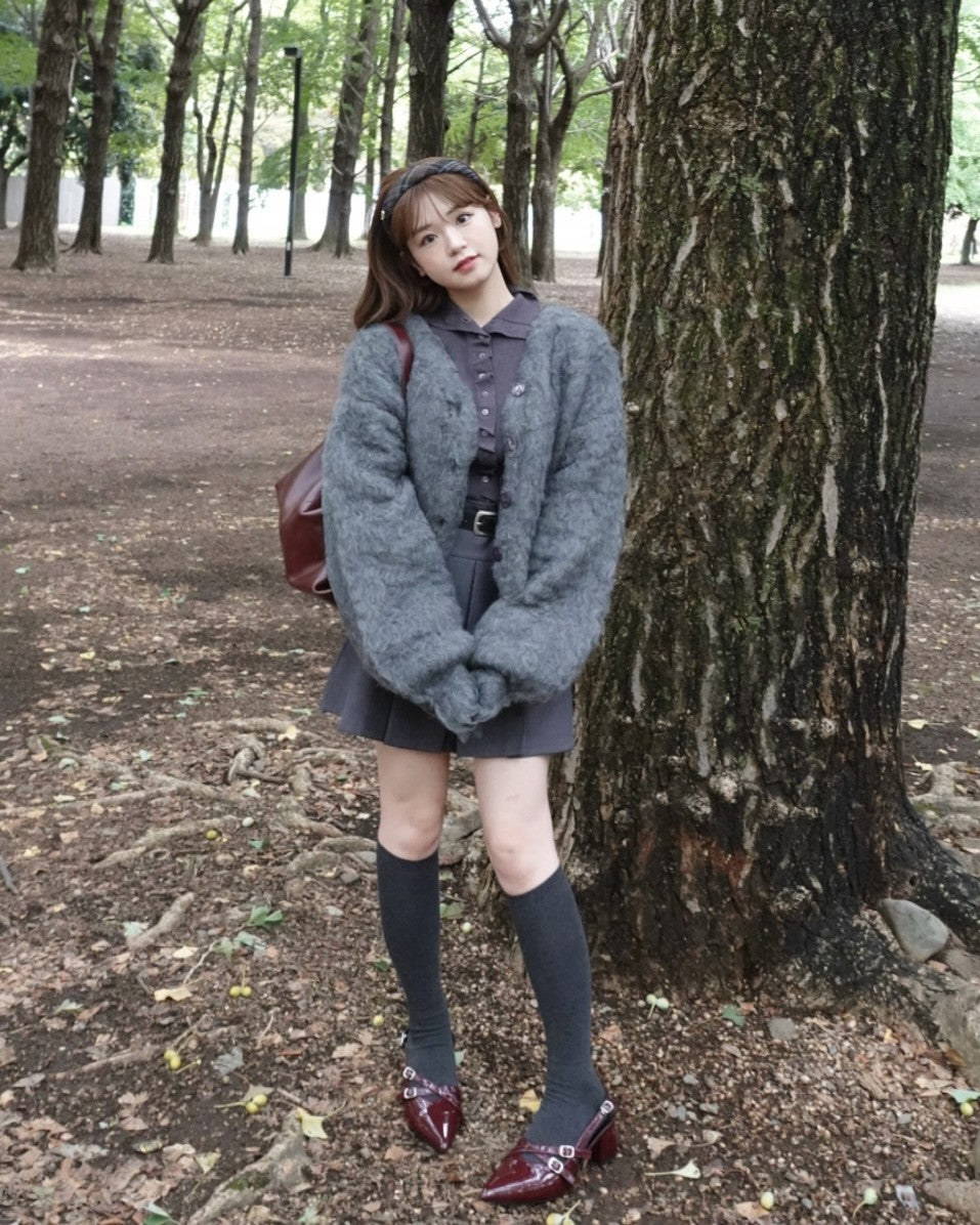 2wayボタンデザインリブニット