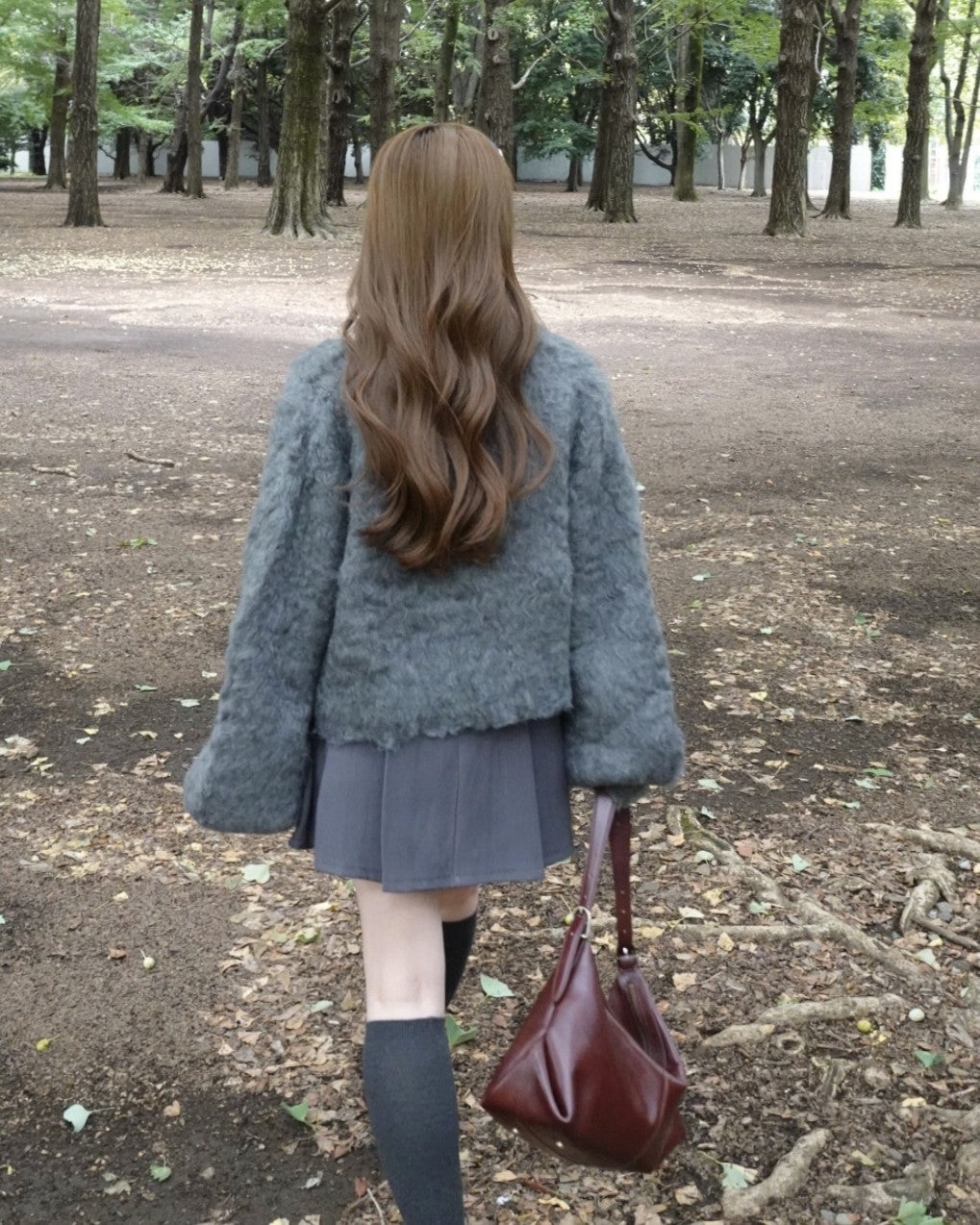 belt set pleated skirt