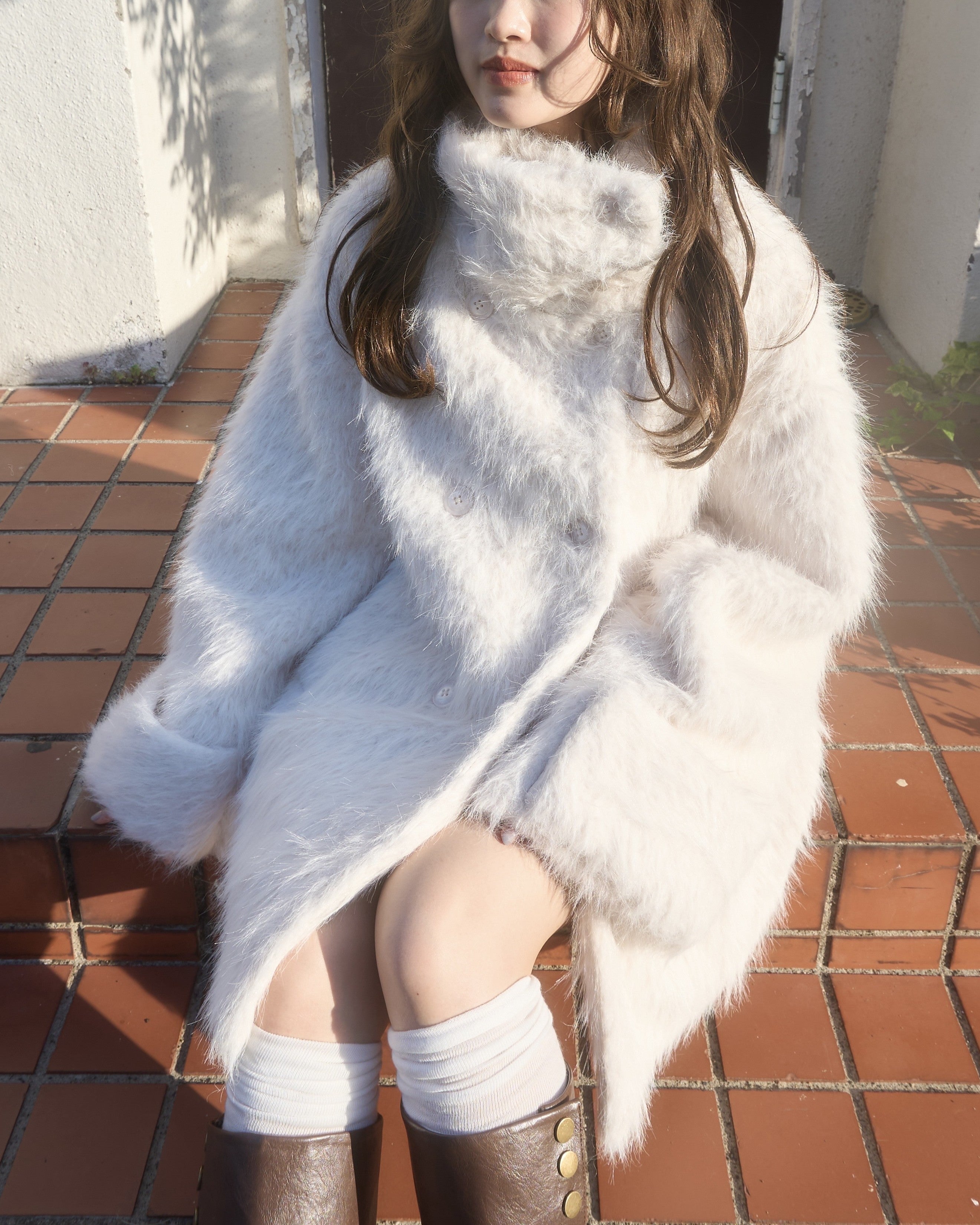 3wayスタンドカラーシャギーコート