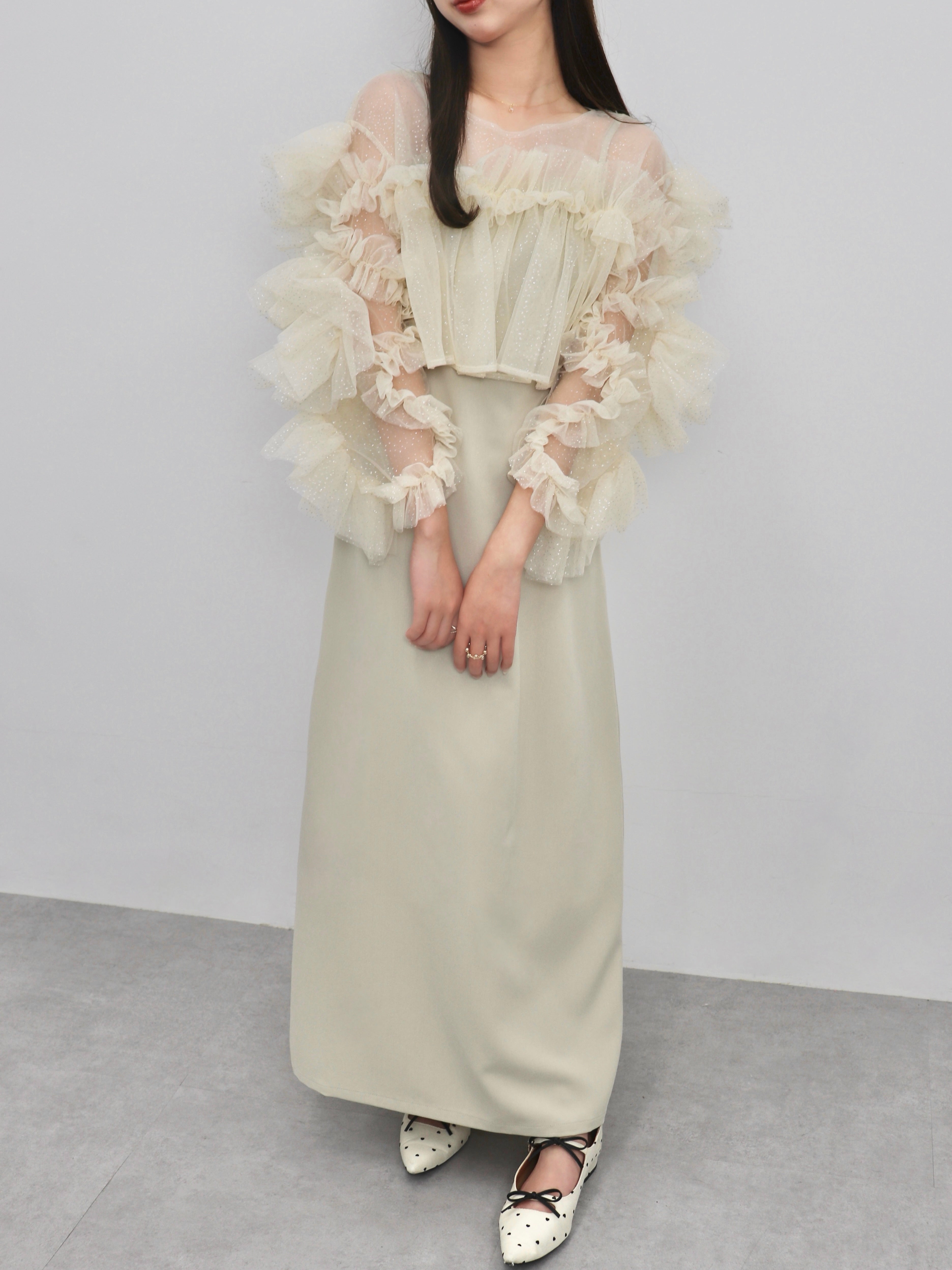 【予約】フリルラメチュールオケージョンワンピース