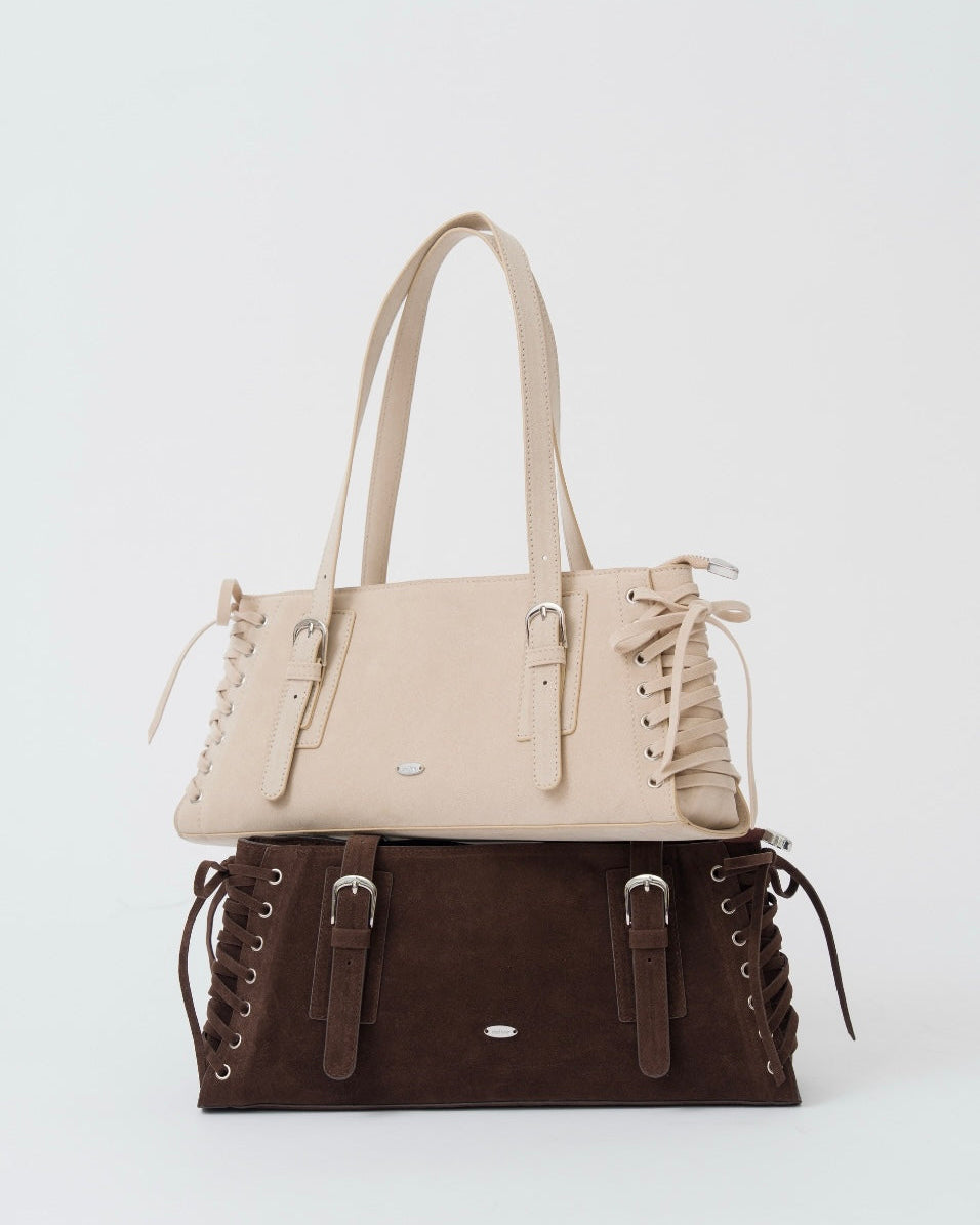 【予約】レースアップスウェードライクスクエアバッグ