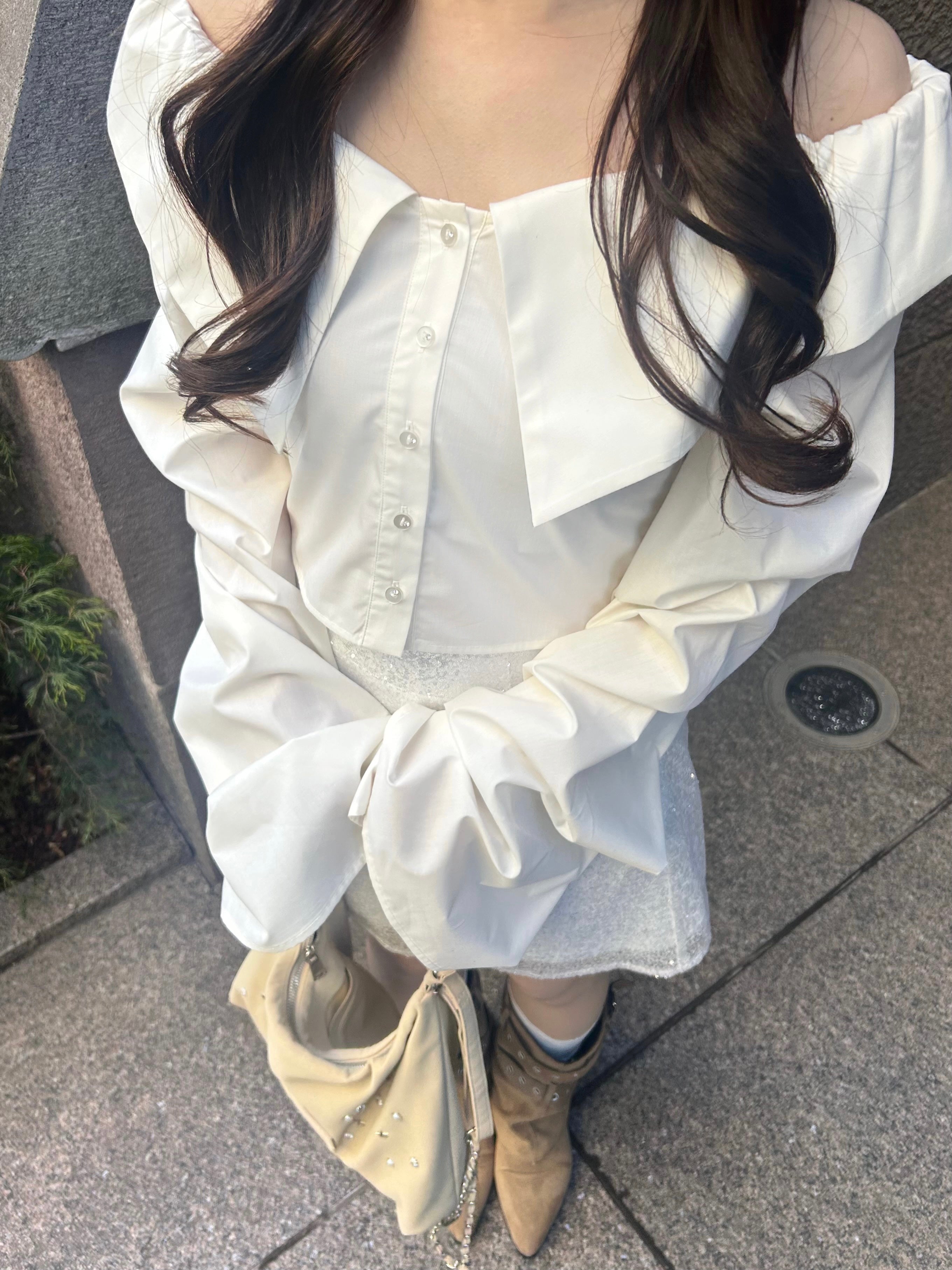 2wayオフショルギャザースリーブブラウス