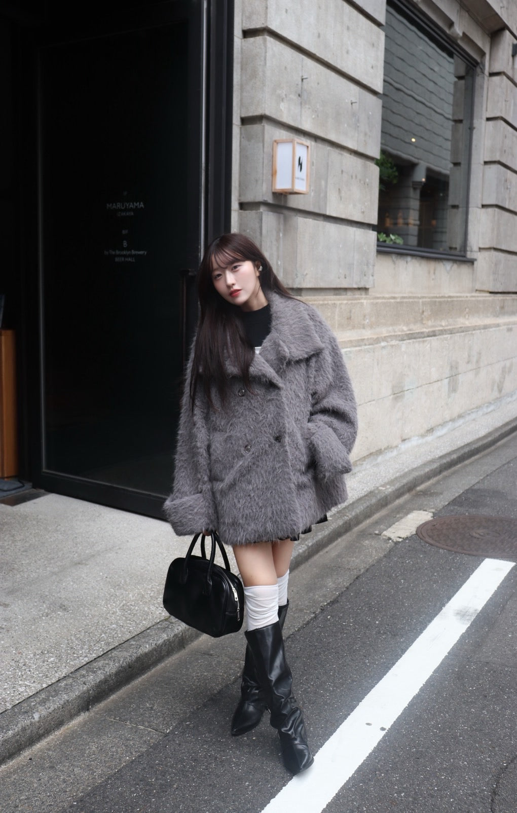 3wayスタンドカラーシャギーコート