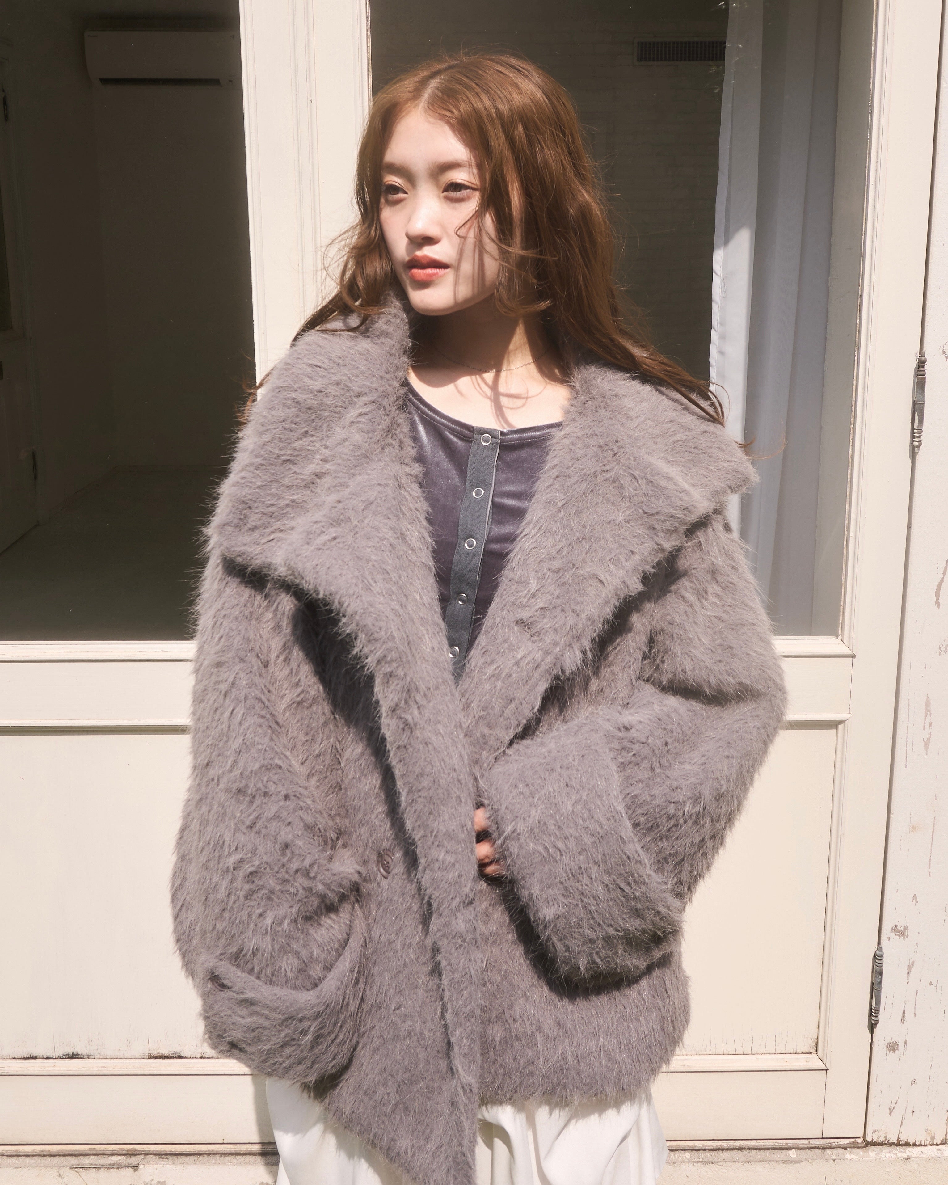 3wayスタンドカラーシャギーコート