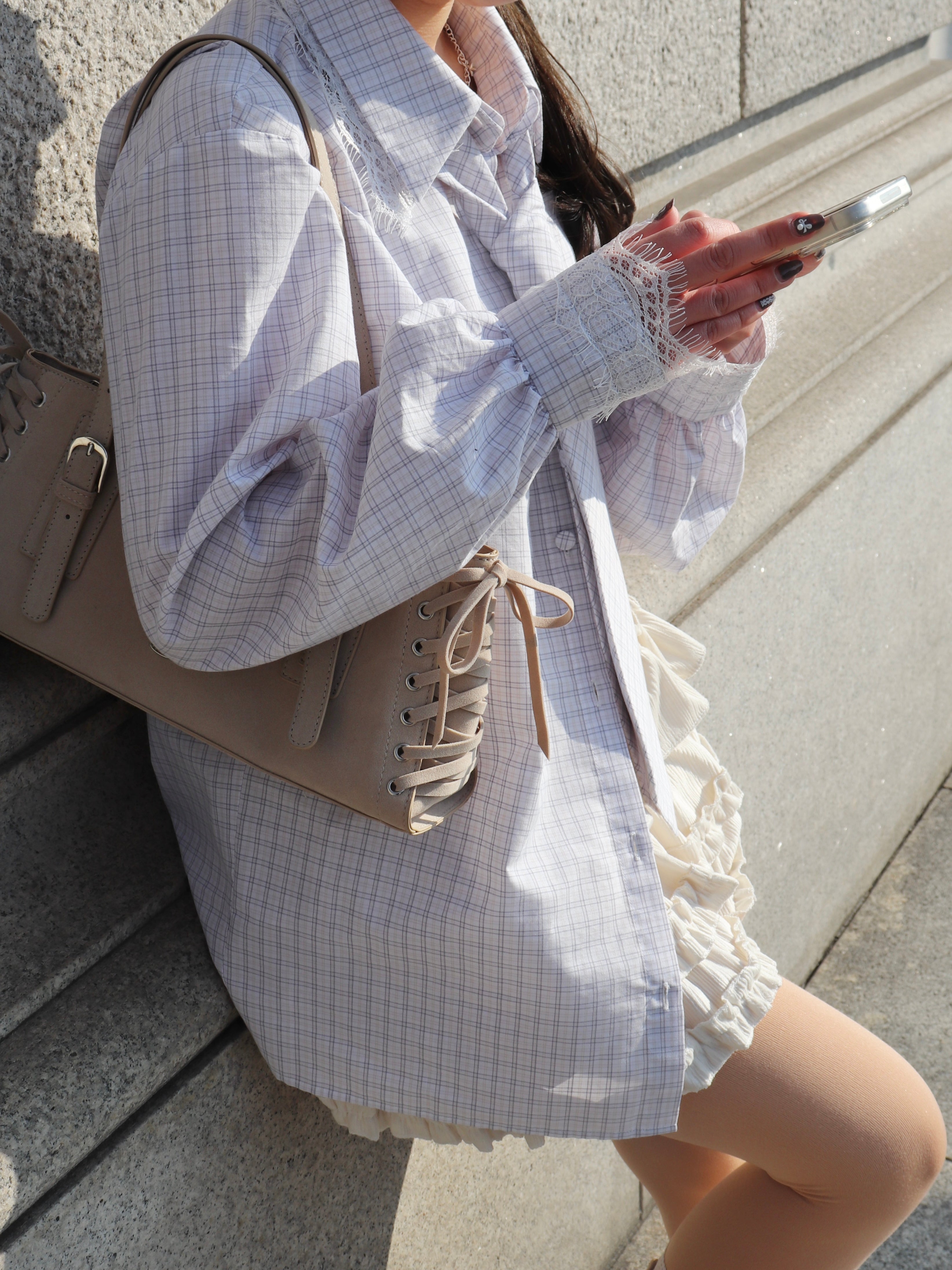 【予約】ネクタイセットレースドッキングシャツ