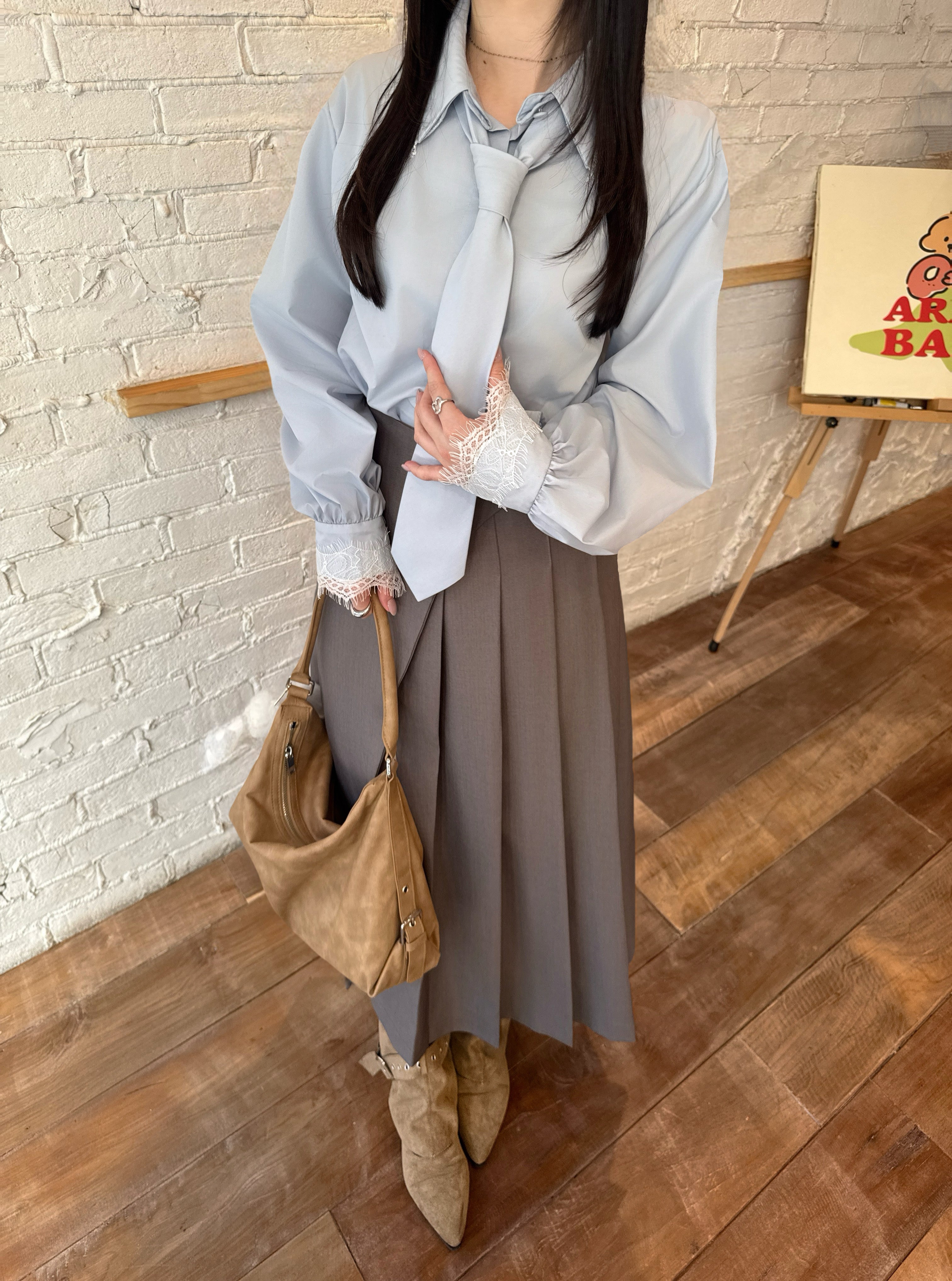 【一部予約】ネクタイセットレースドッキングシャツ