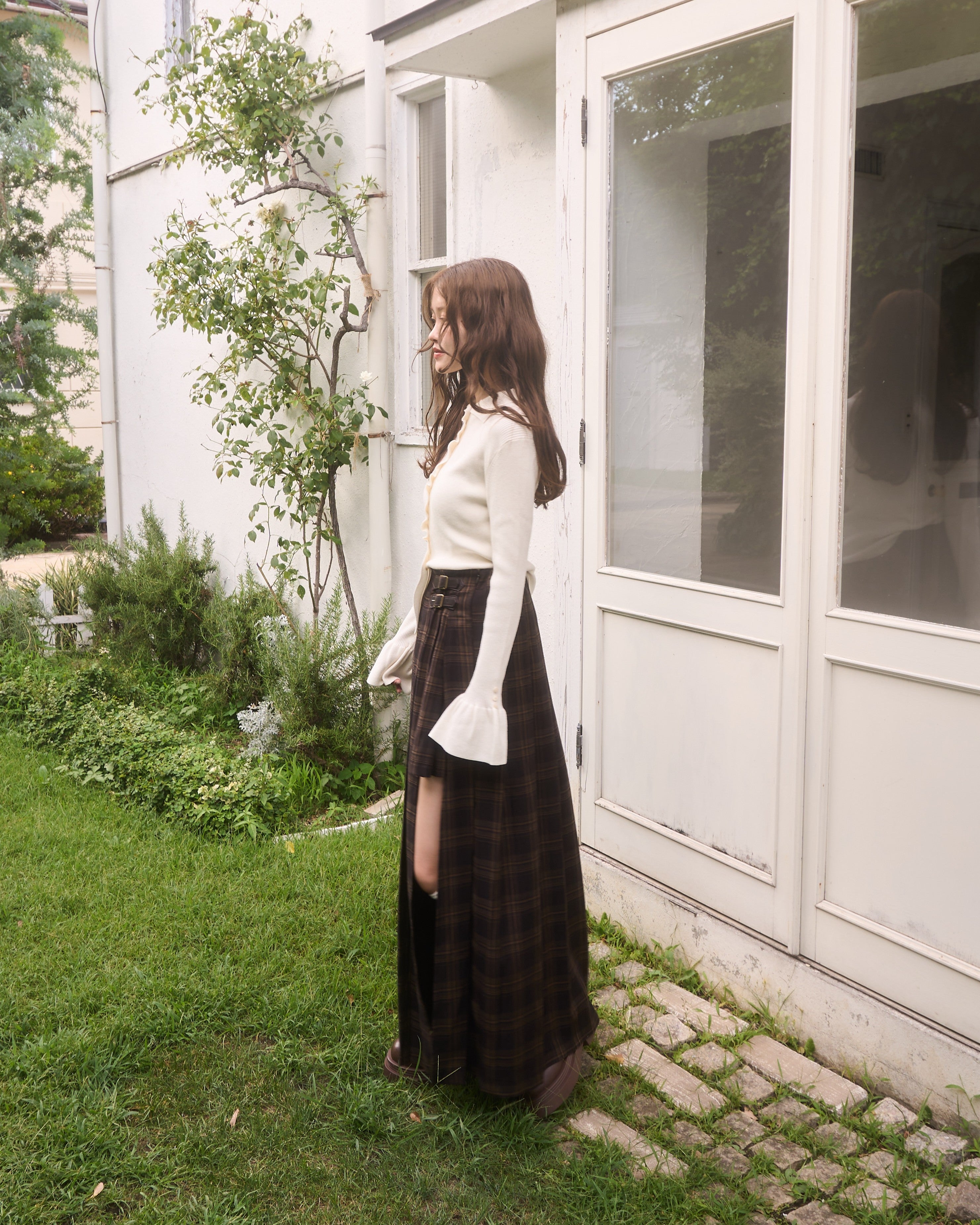 2wayボタンデザインリブニット