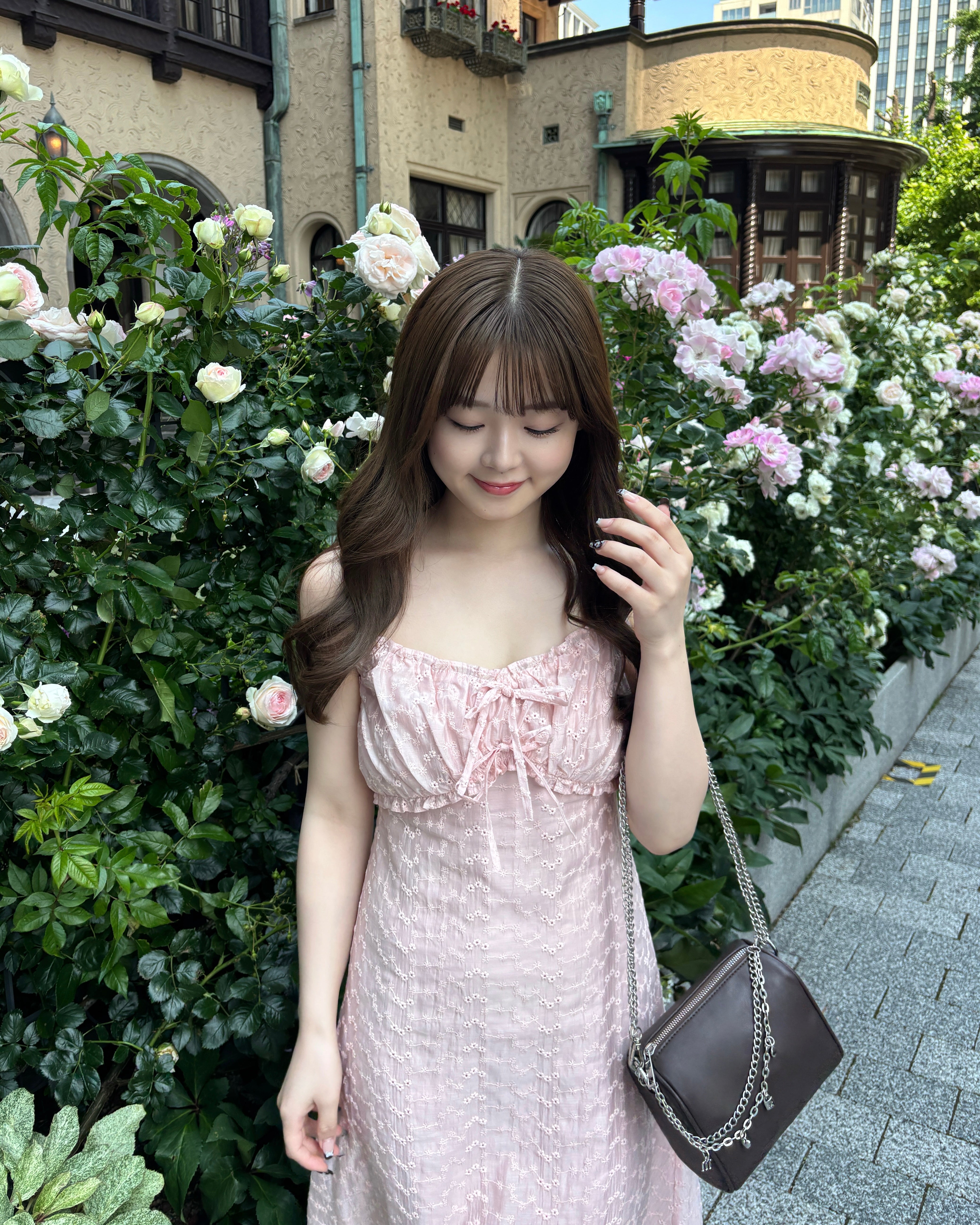 【予約】バックオープンフラワーキャミワンピース