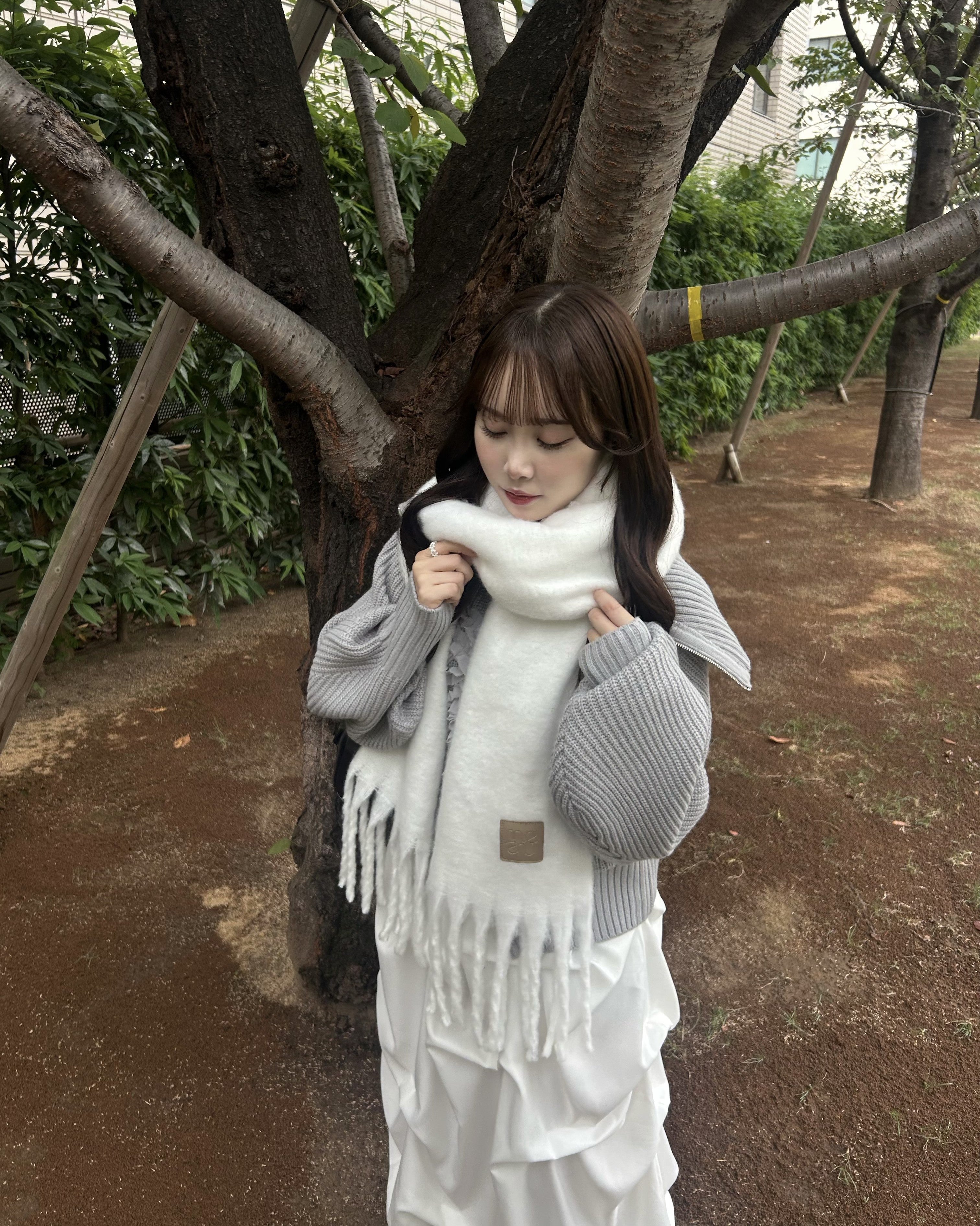 Tulle design 2-way zip knit