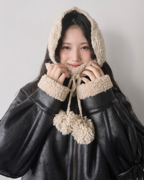 ケーブルニットイヤーマフ