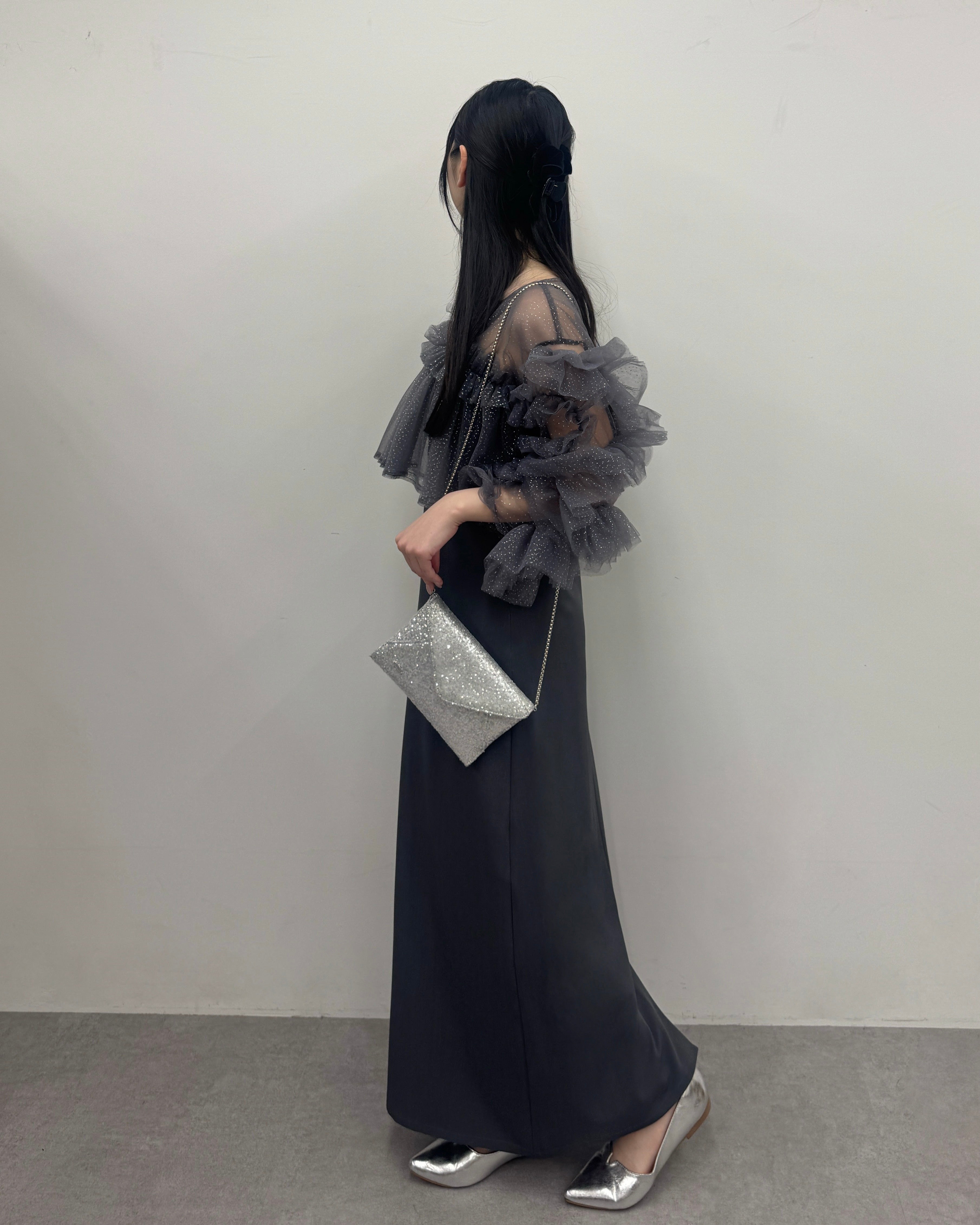 【予約】フリルラメチュールオケージョンワンピース