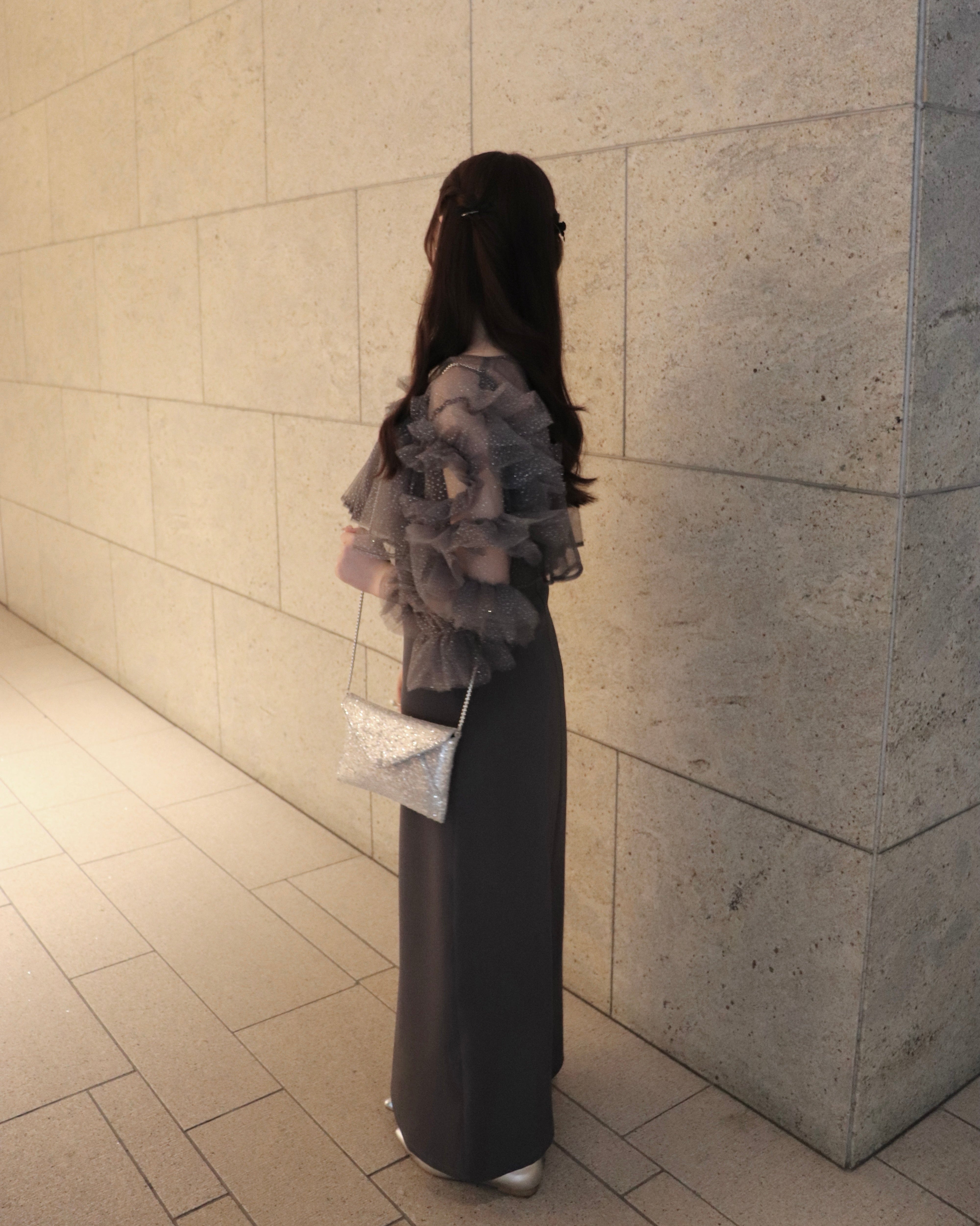 【予約】フリルラメチュールオケージョンワンピース