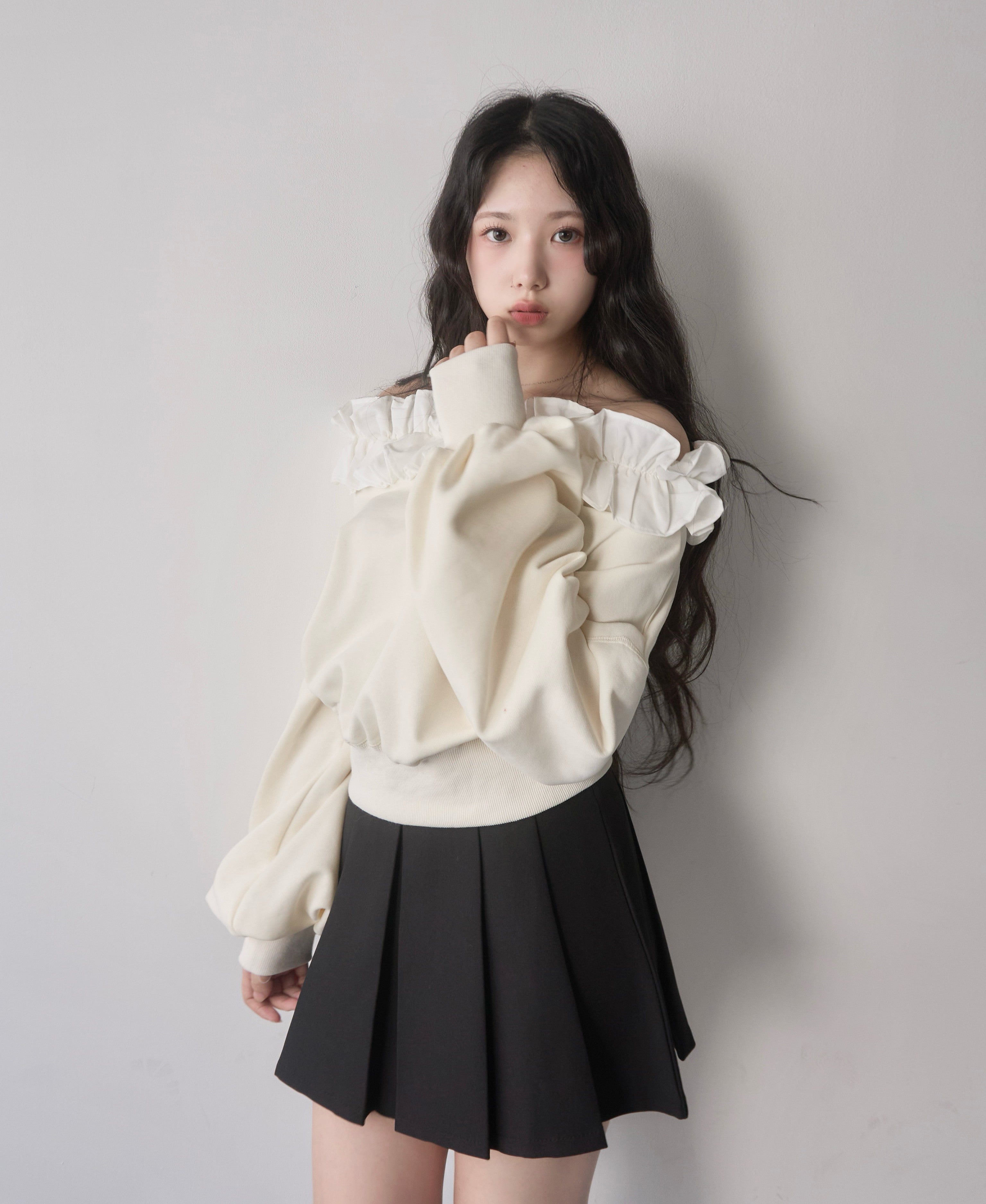 belt set pleated skirt