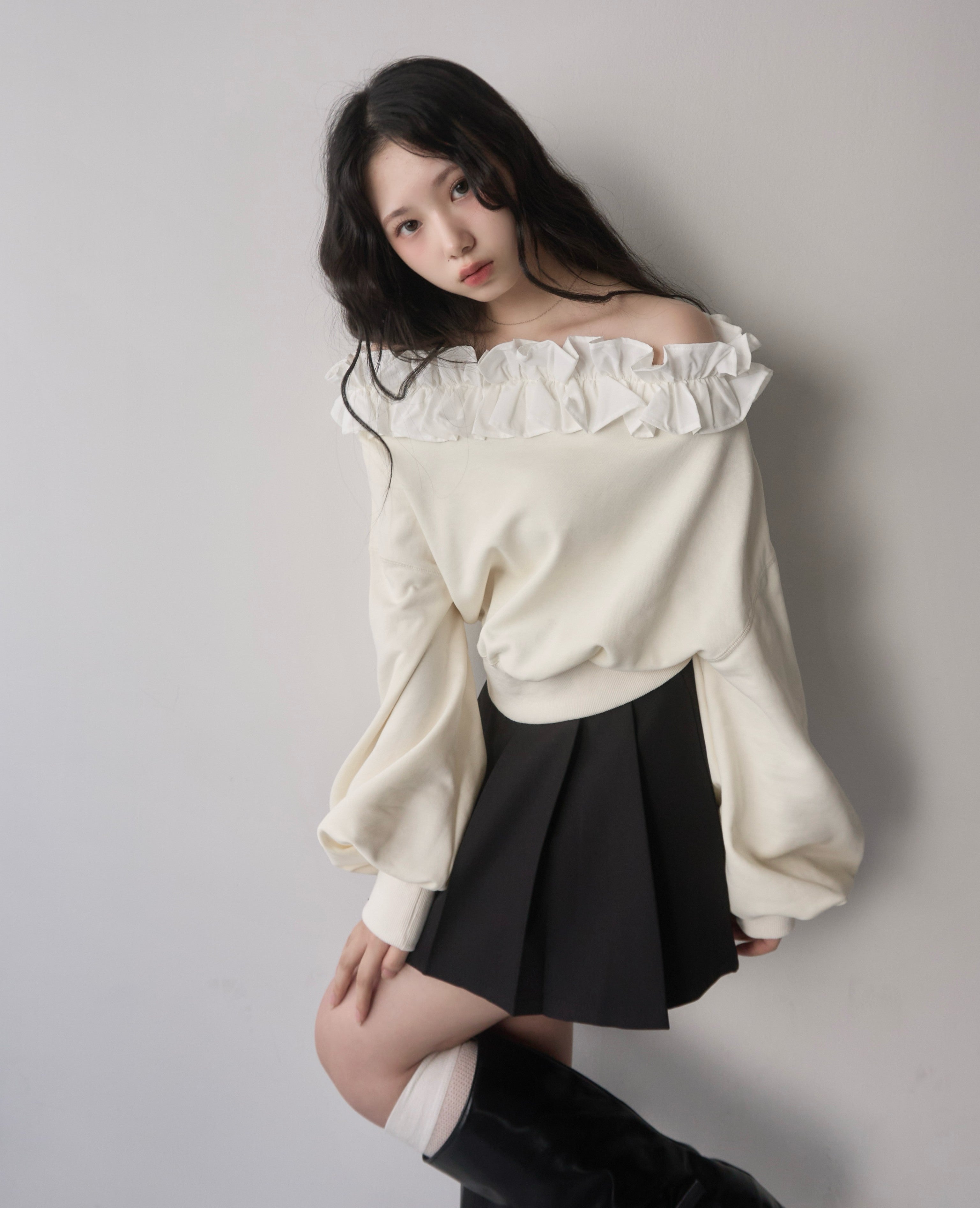 belt set pleated skirt
