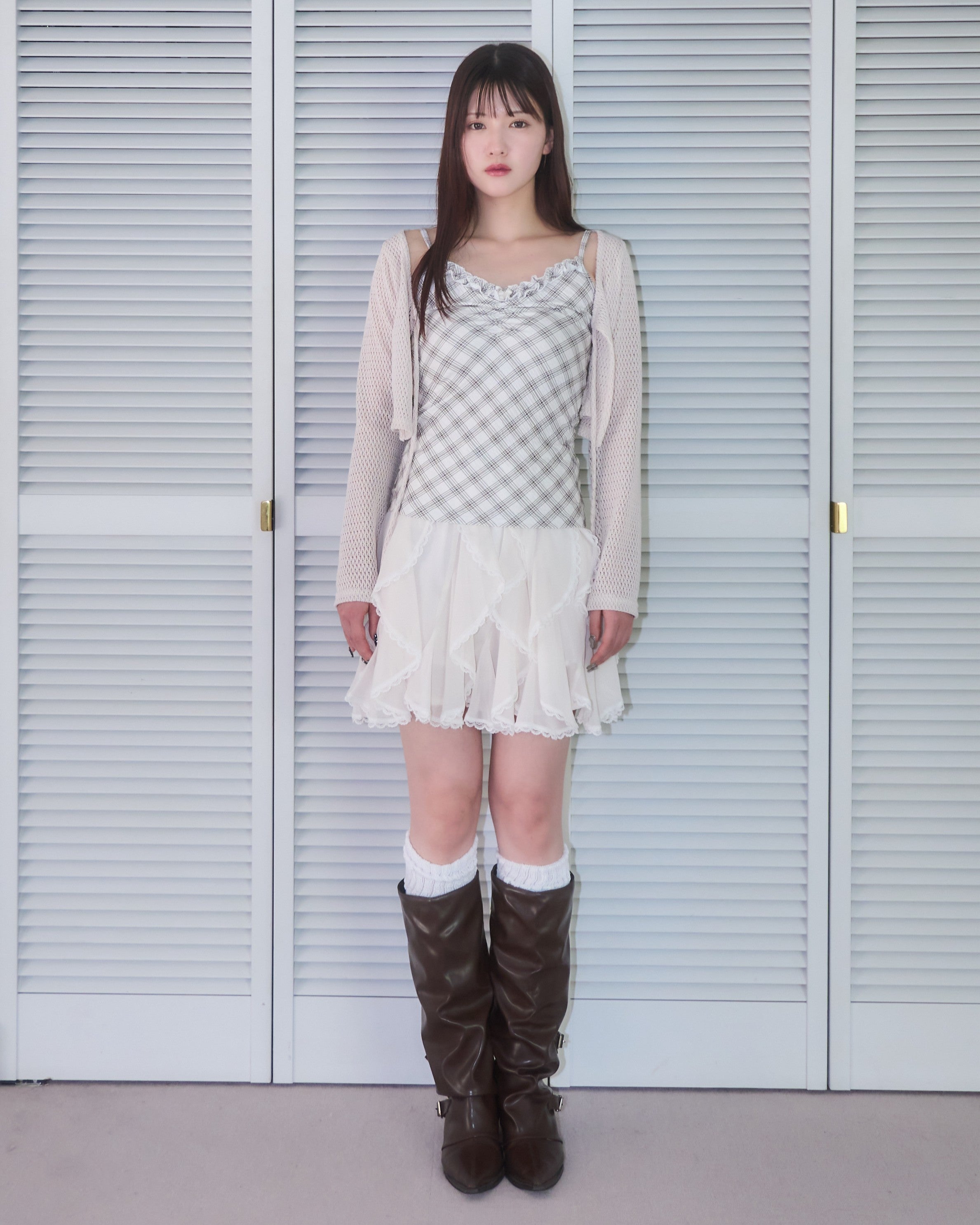 Random Ruffle Lace Mini Skirt