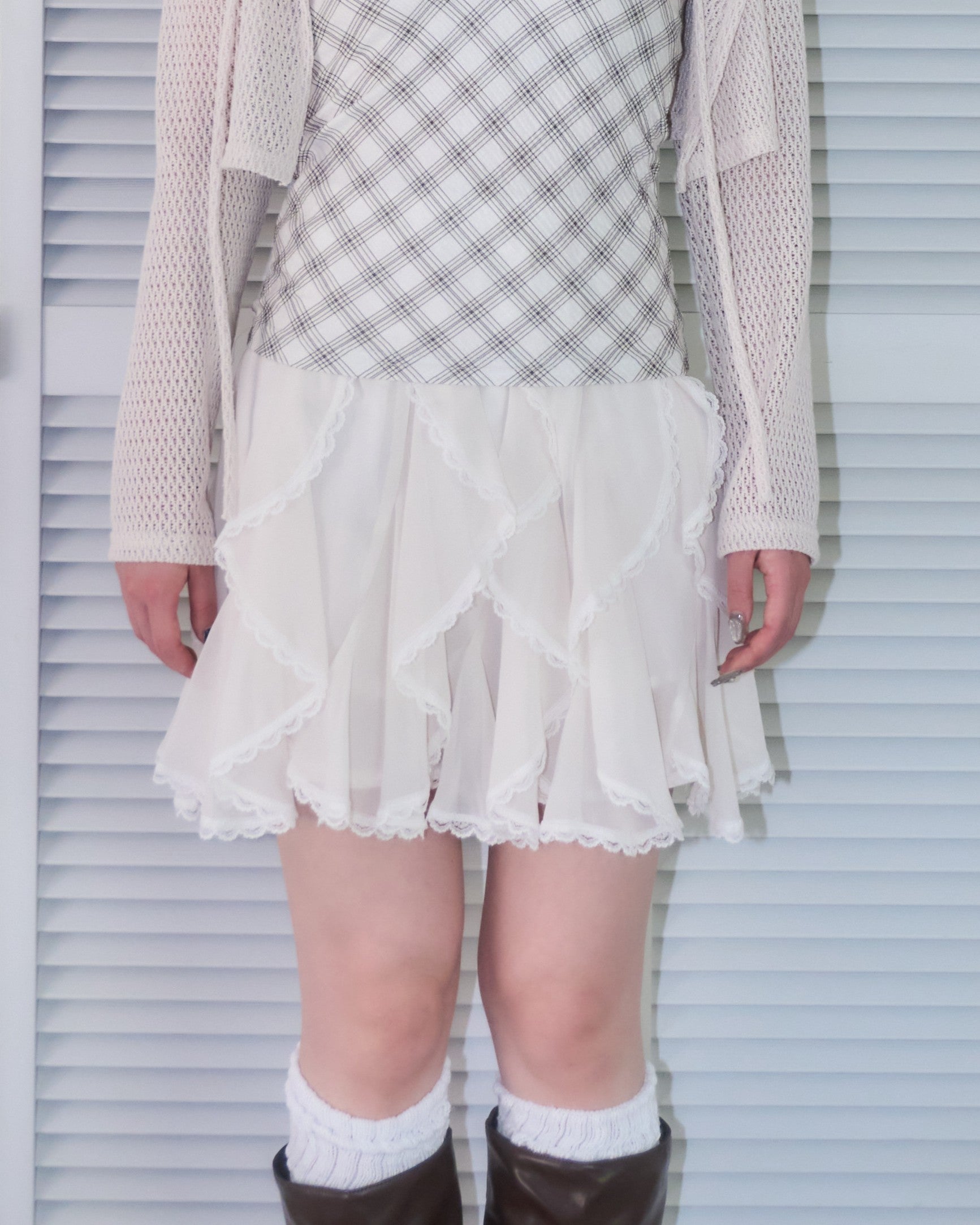 Random Ruffle Lace Mini Skirt