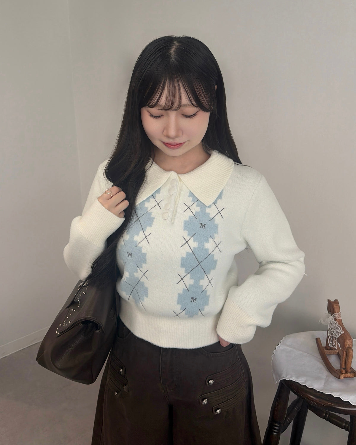 アーガイルパターンニット