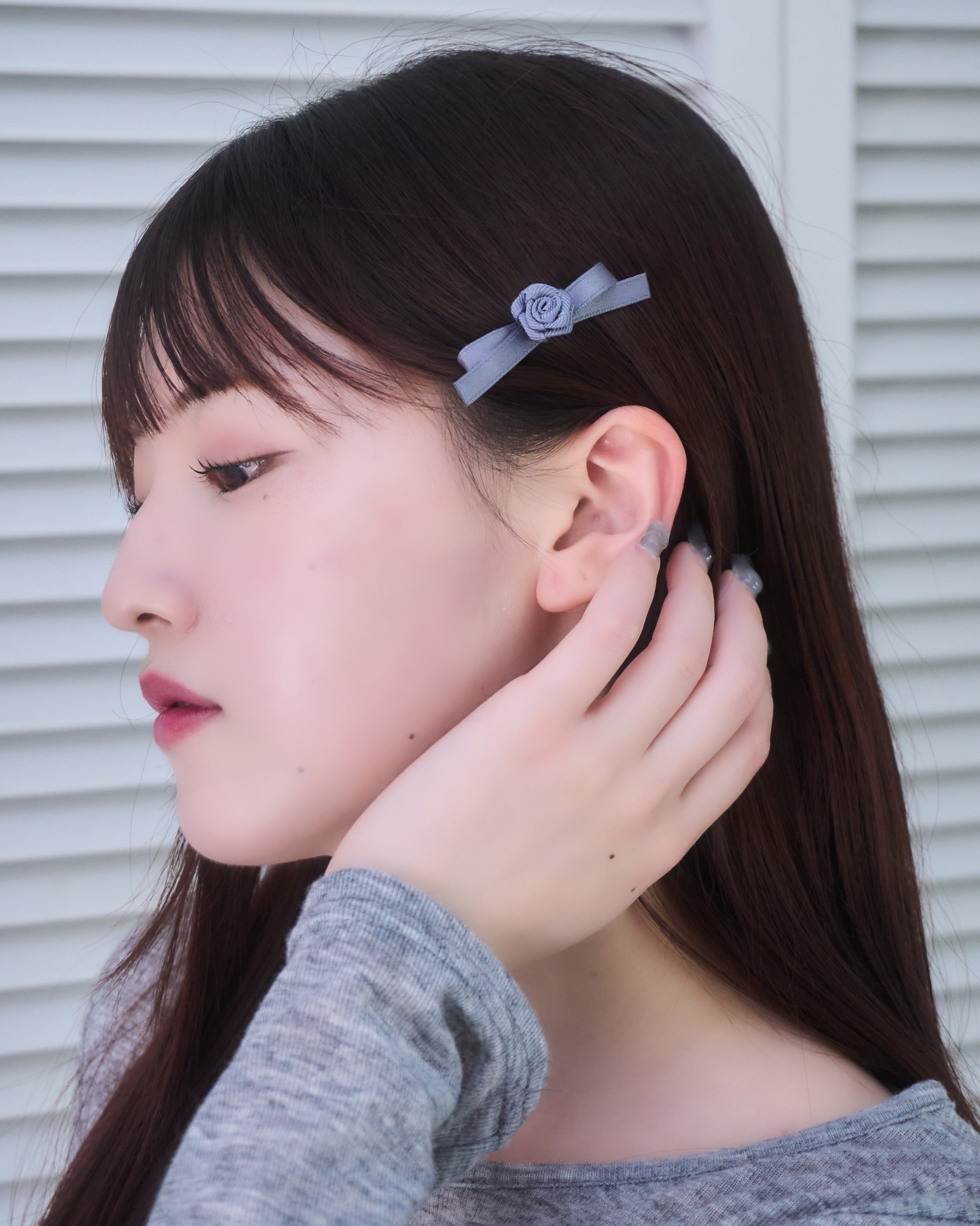 ローズリボンヘアクリップ /左