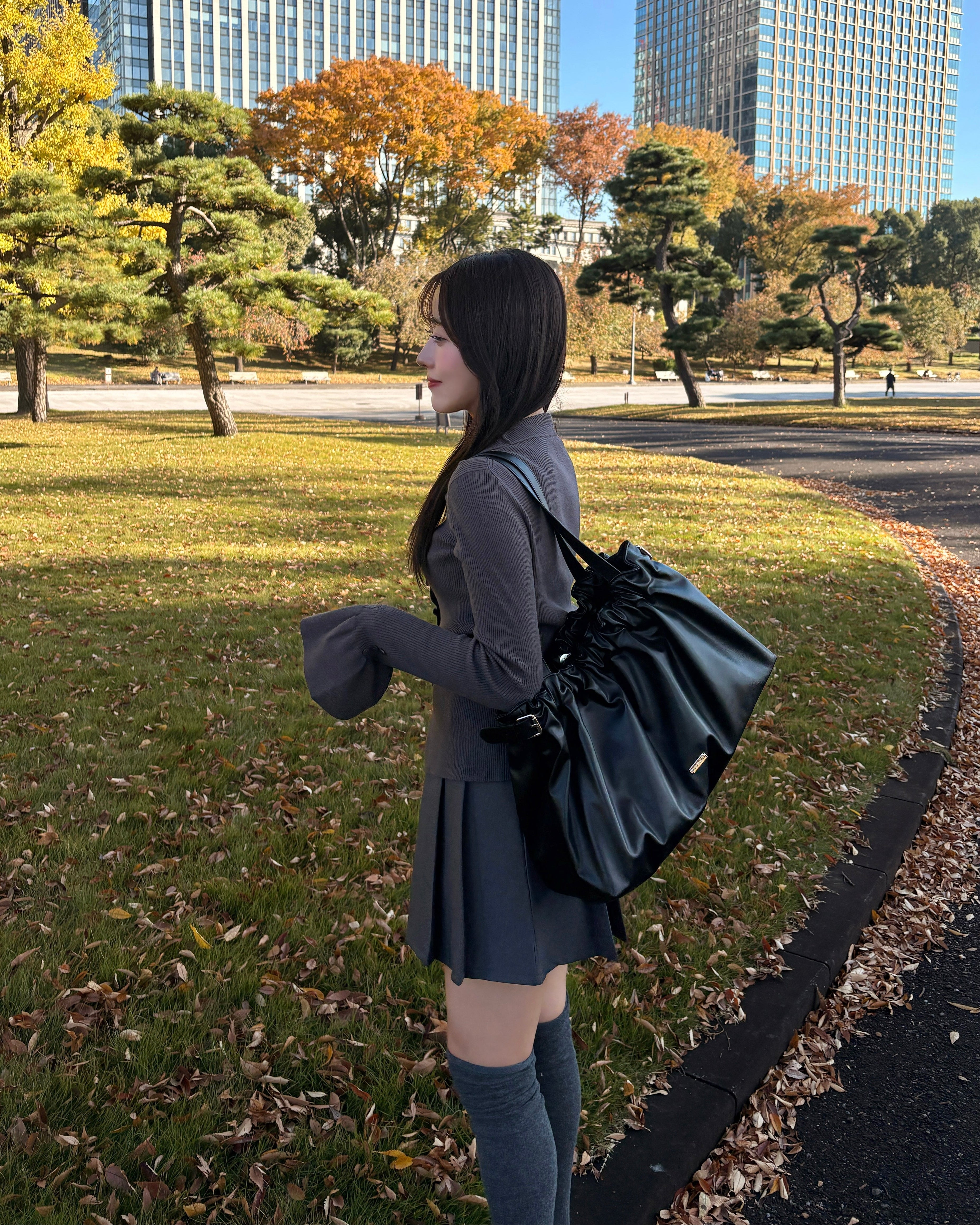 2wayボタンフリルデザインリブニット