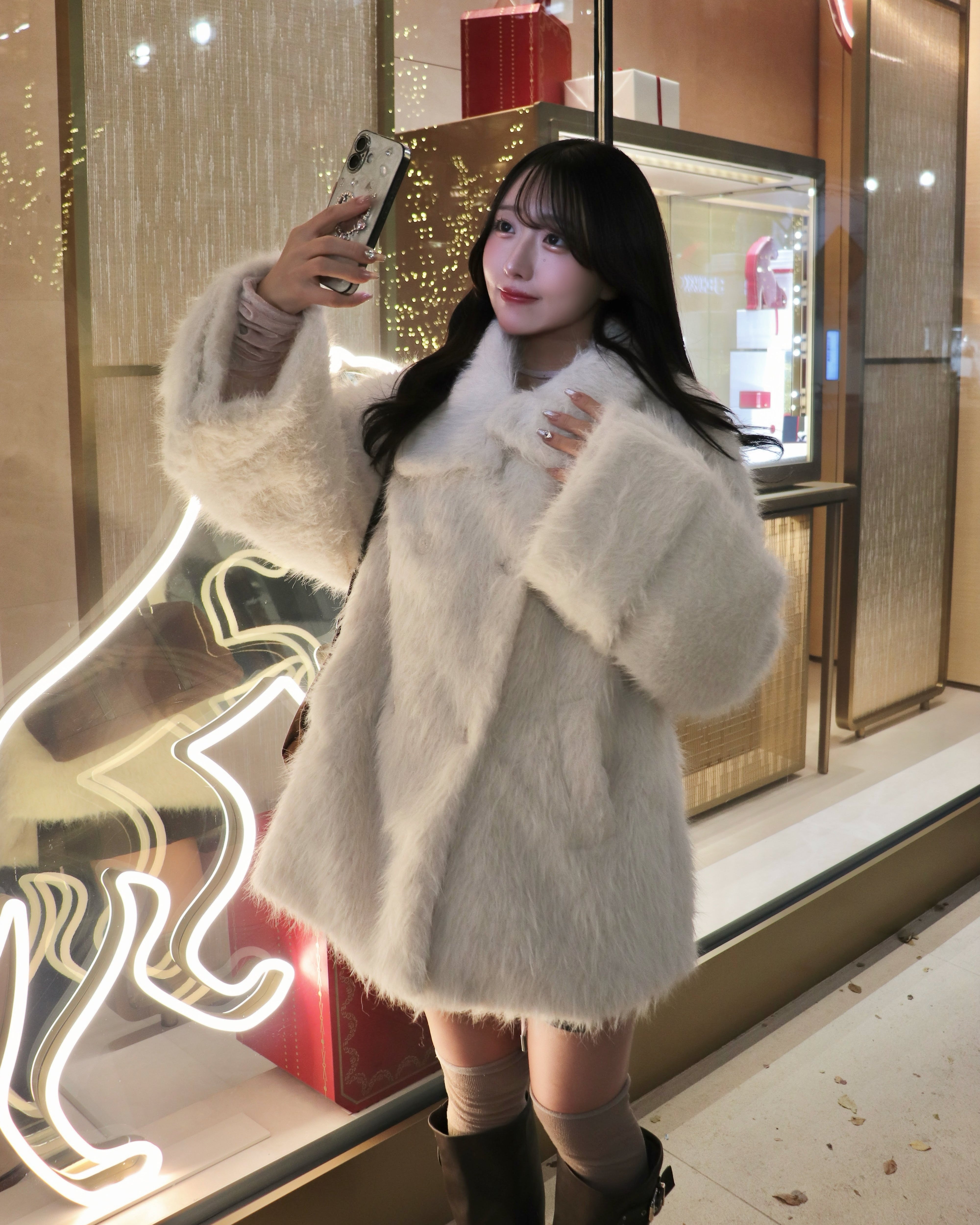 3wayスタンドカラーシャギーコート