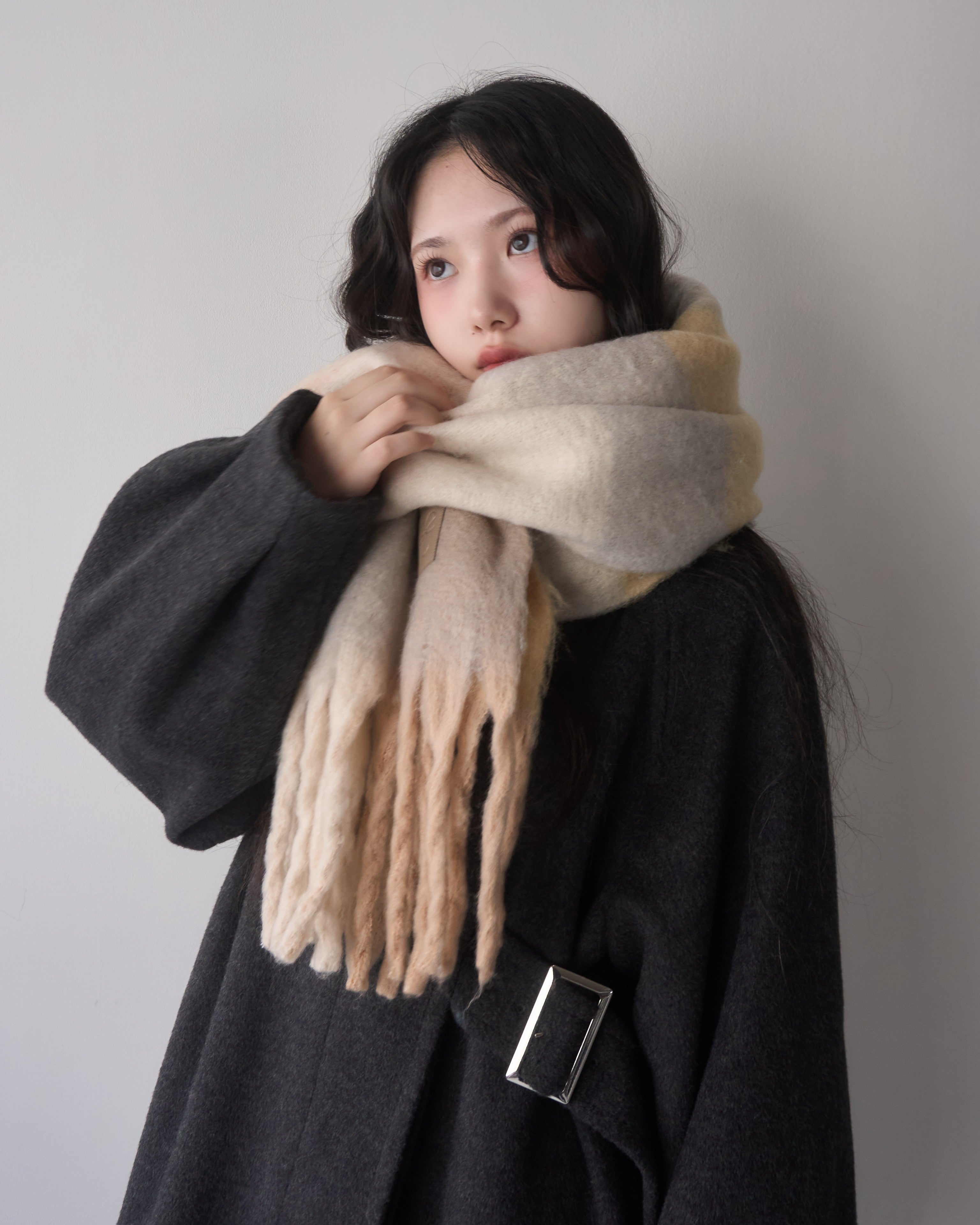 ボリュームブロックチェックマフラー｜MELLOWNEON (メロウネオン) 公式