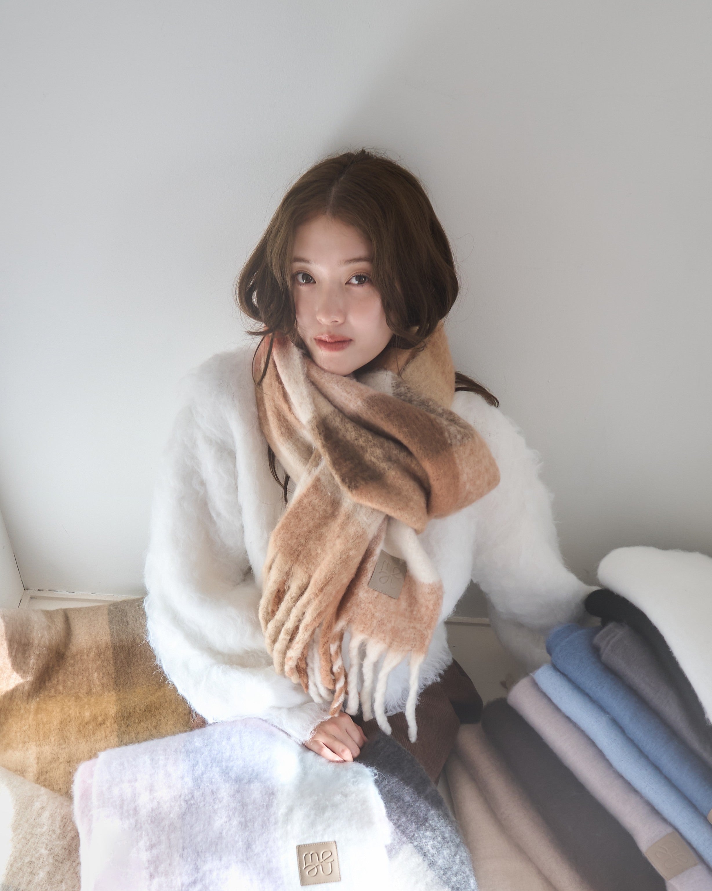 【予約】ボリュームブロックチェックマフラー