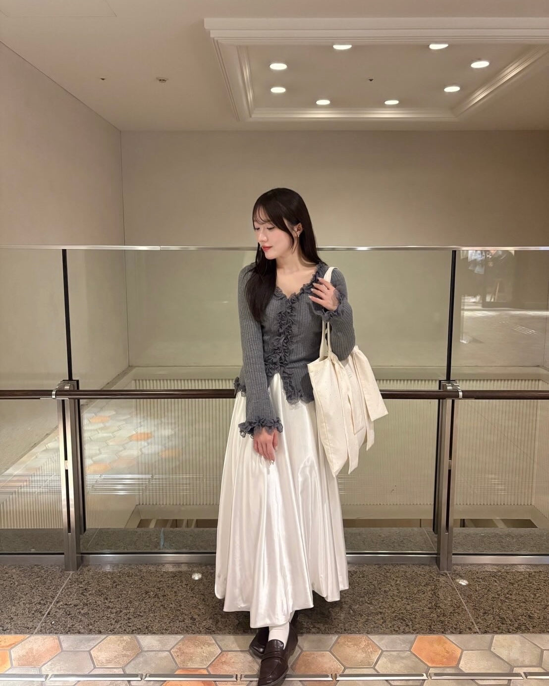 レースフリルニットカーディガン