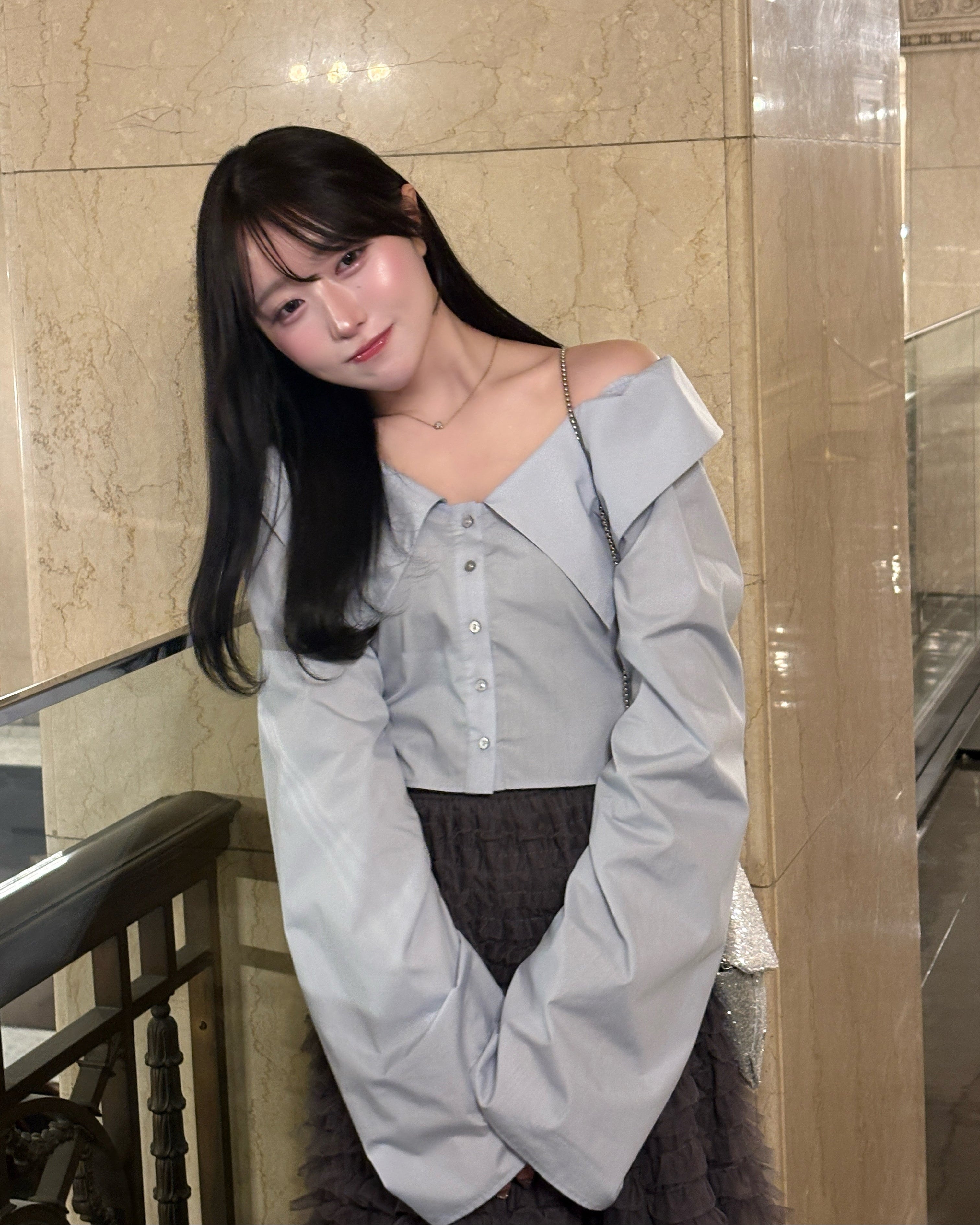 2wayオフショルギャザースリーブブラウス