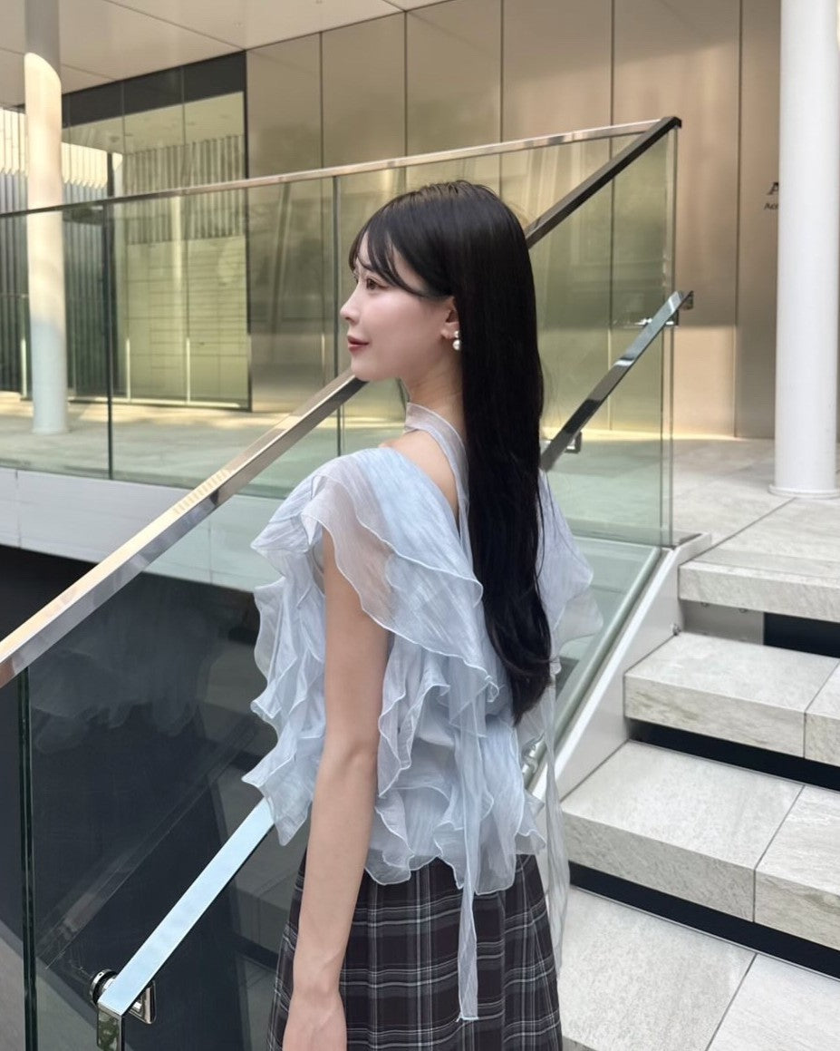 オーガンジーフリルブラウスチョーカーセット
