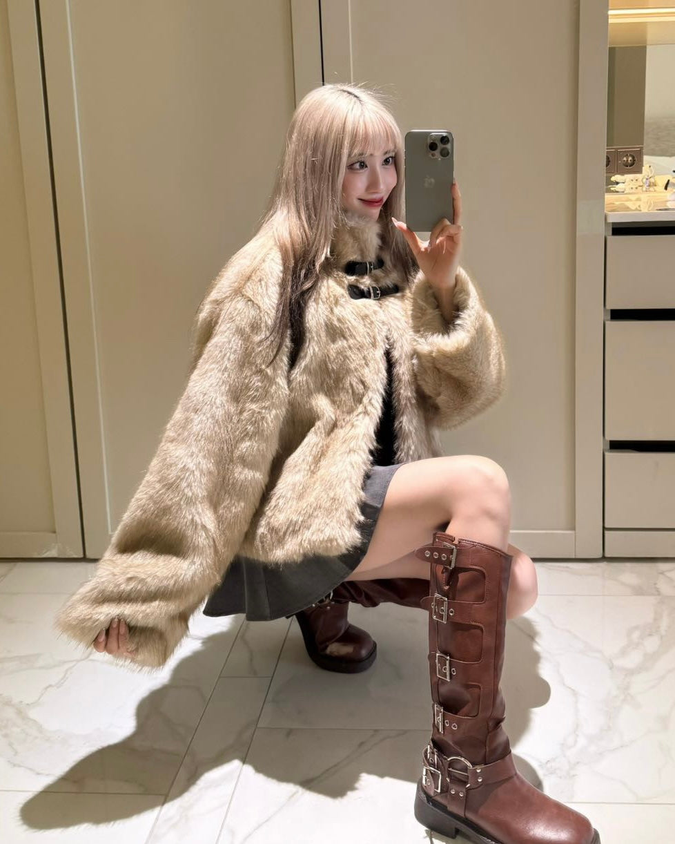 2wayベルトファーコート