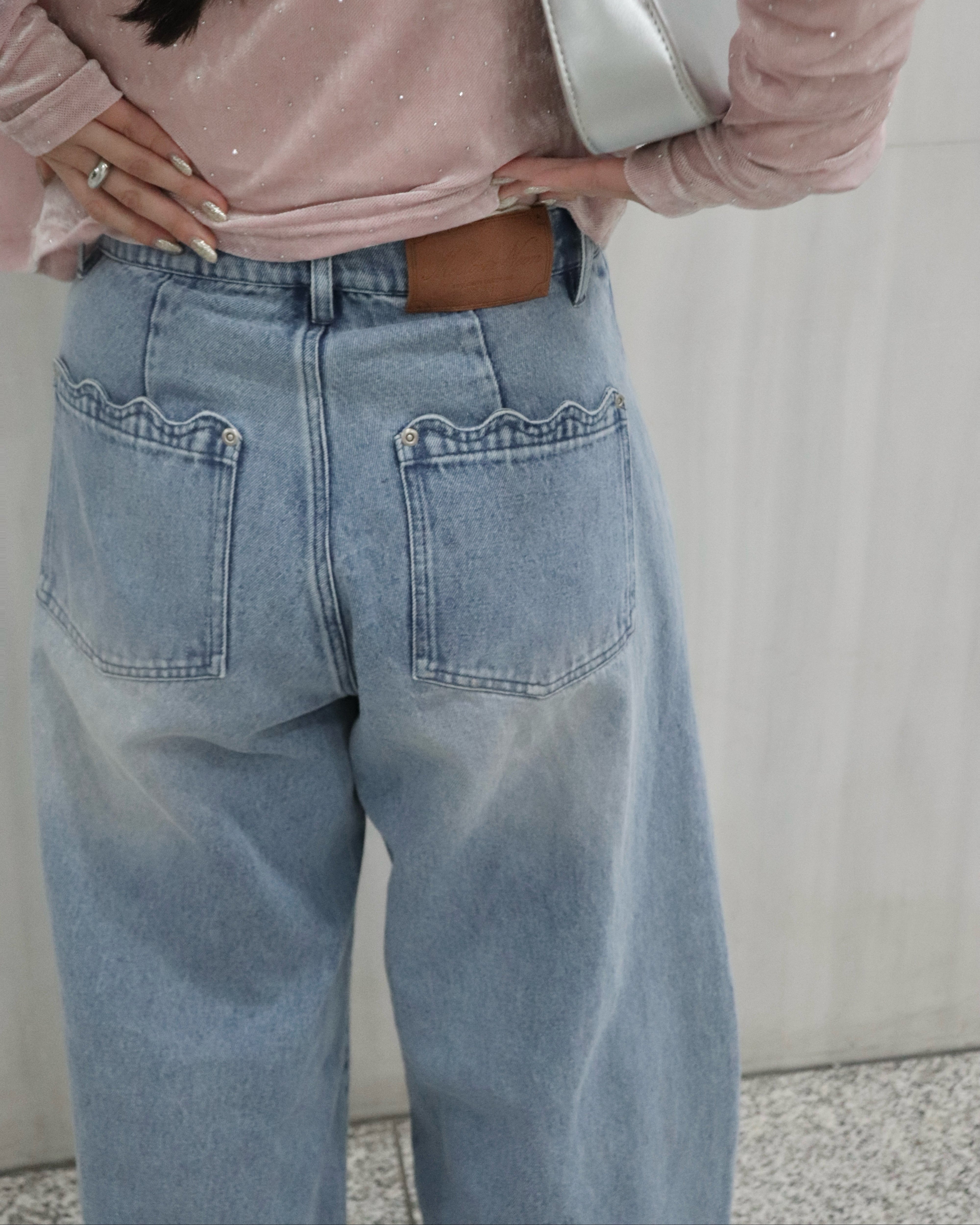 ウェーブラインカーブデニムパンツ