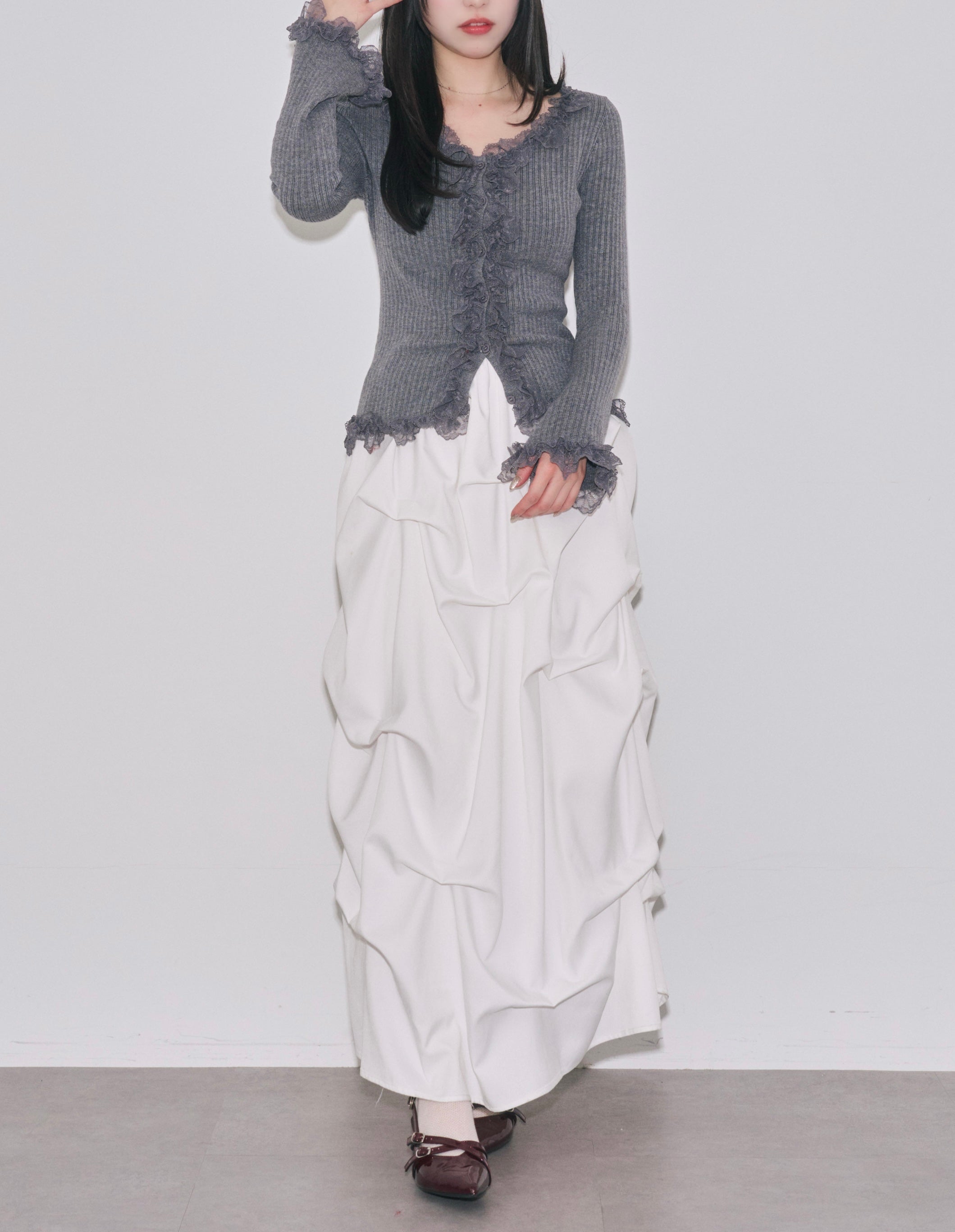 レースフリルニットカーディガン