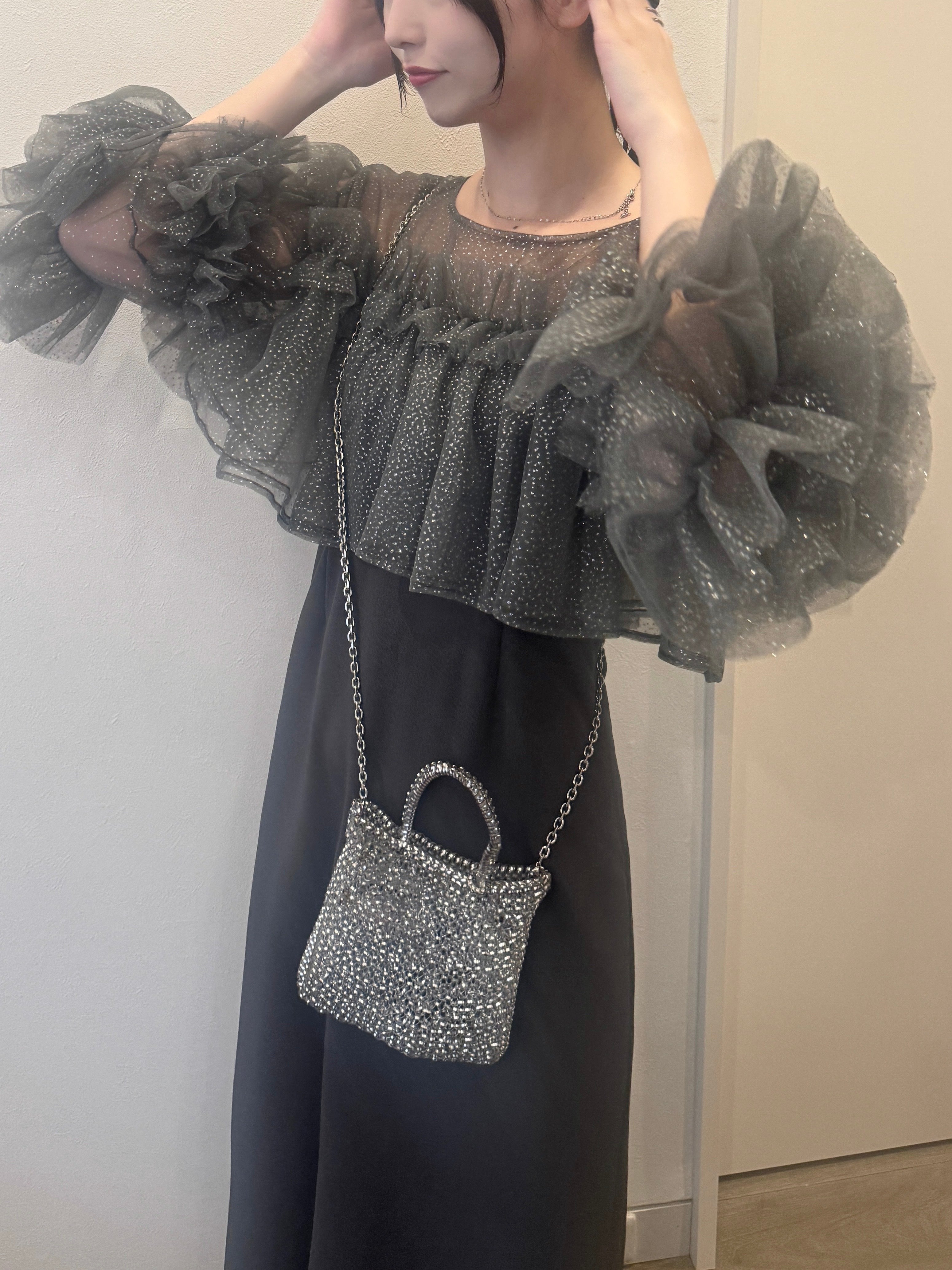 フリルラメチュールオケージョンワンピース