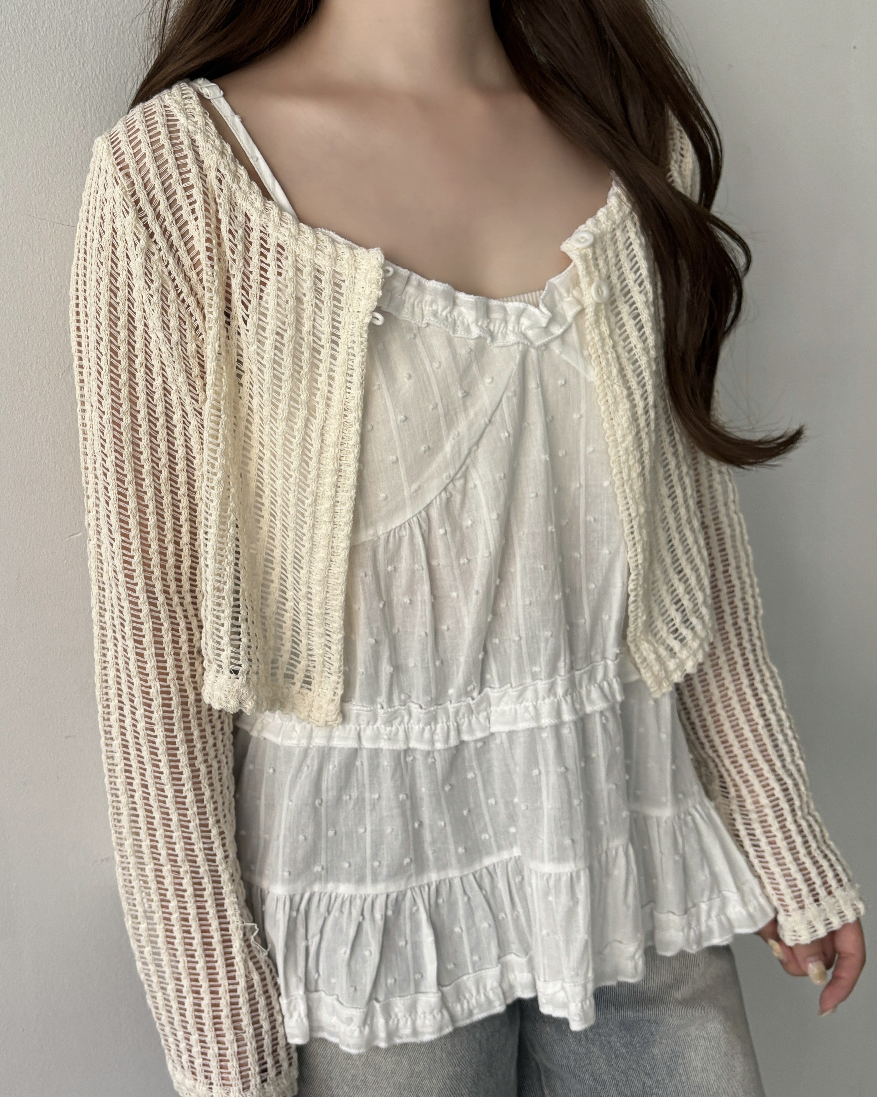 Mesh cropped cardigan