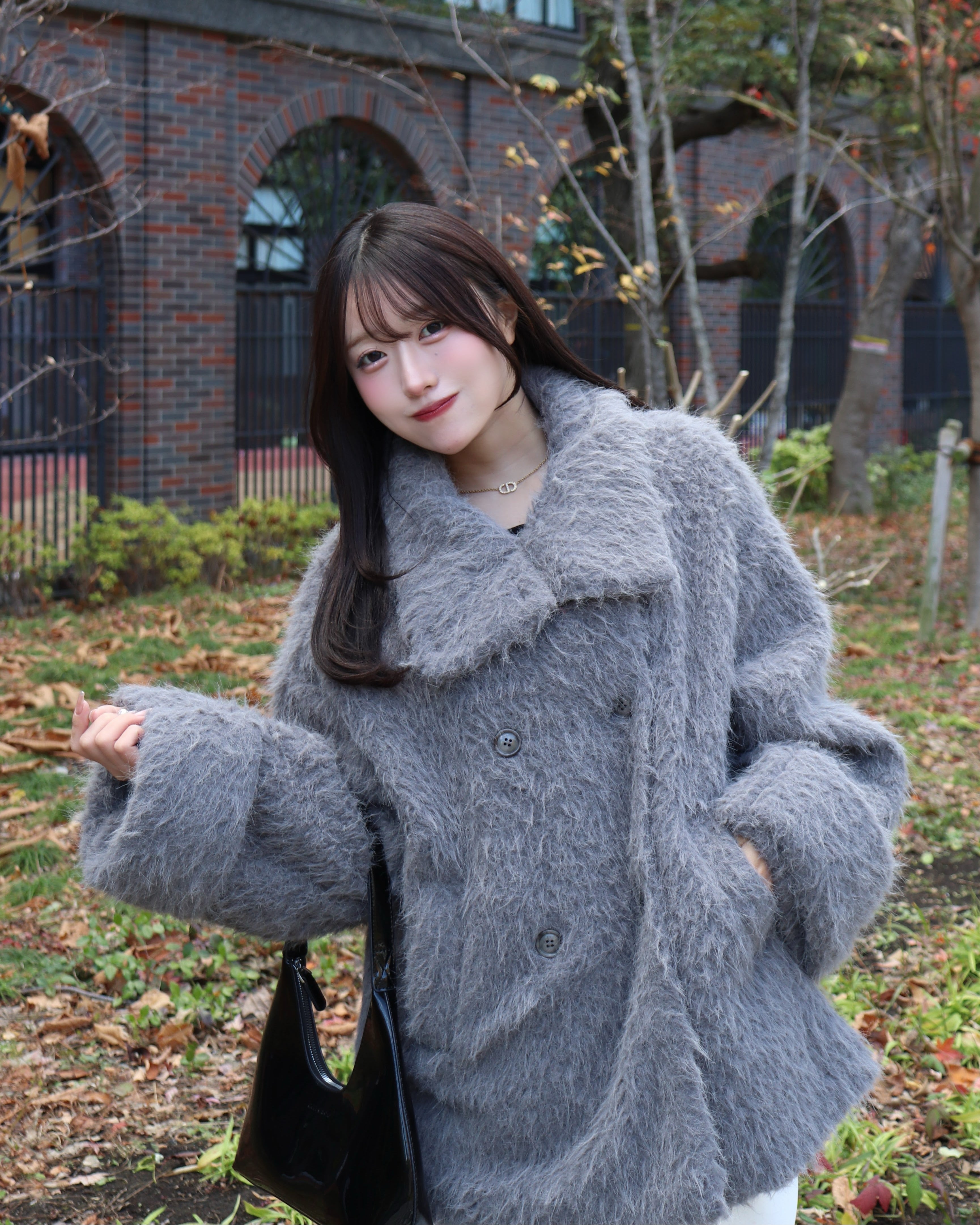 3wayスタンドカラーシャギーコート