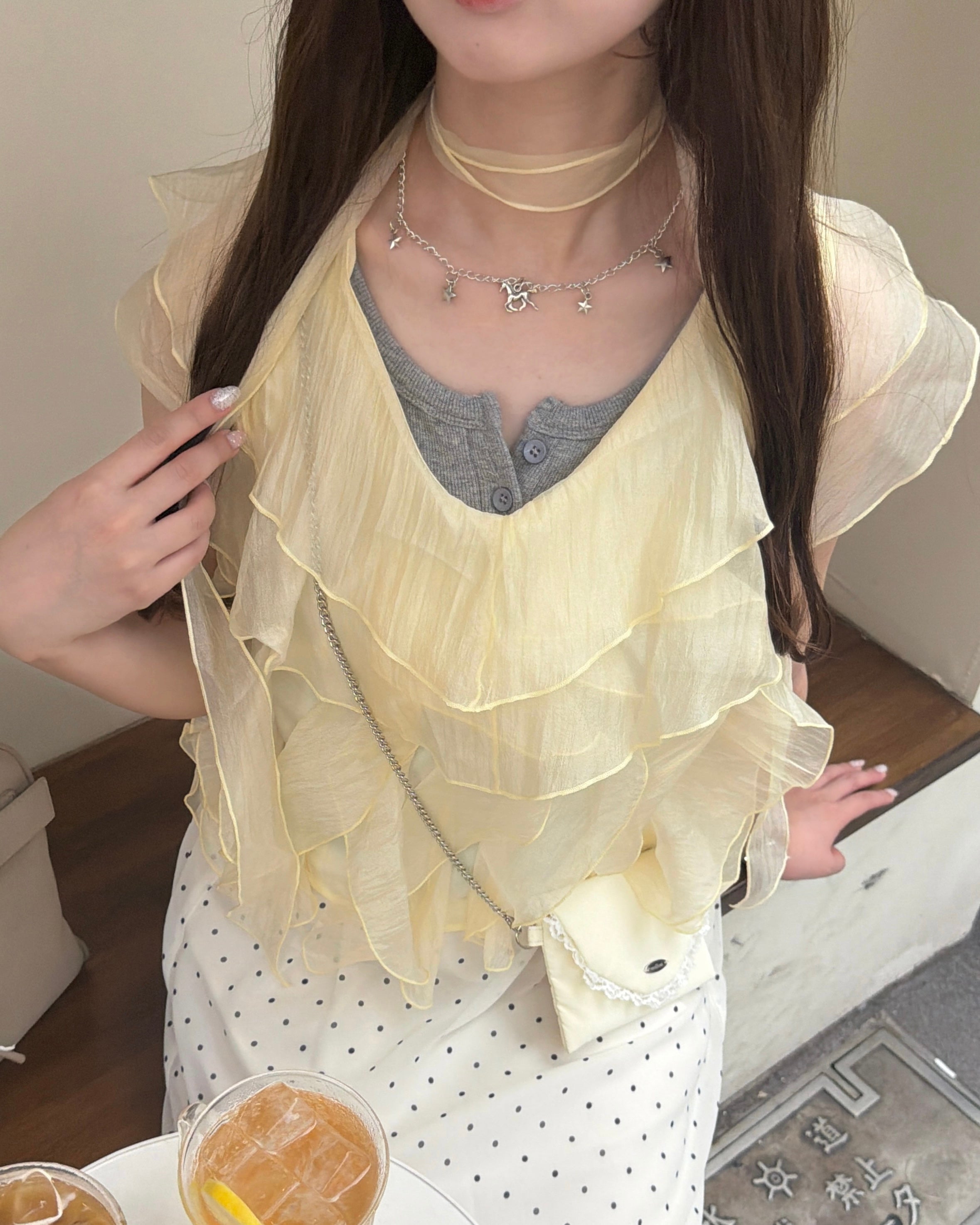 【予約】オーガンジーフリルブラウスチョーカーセット