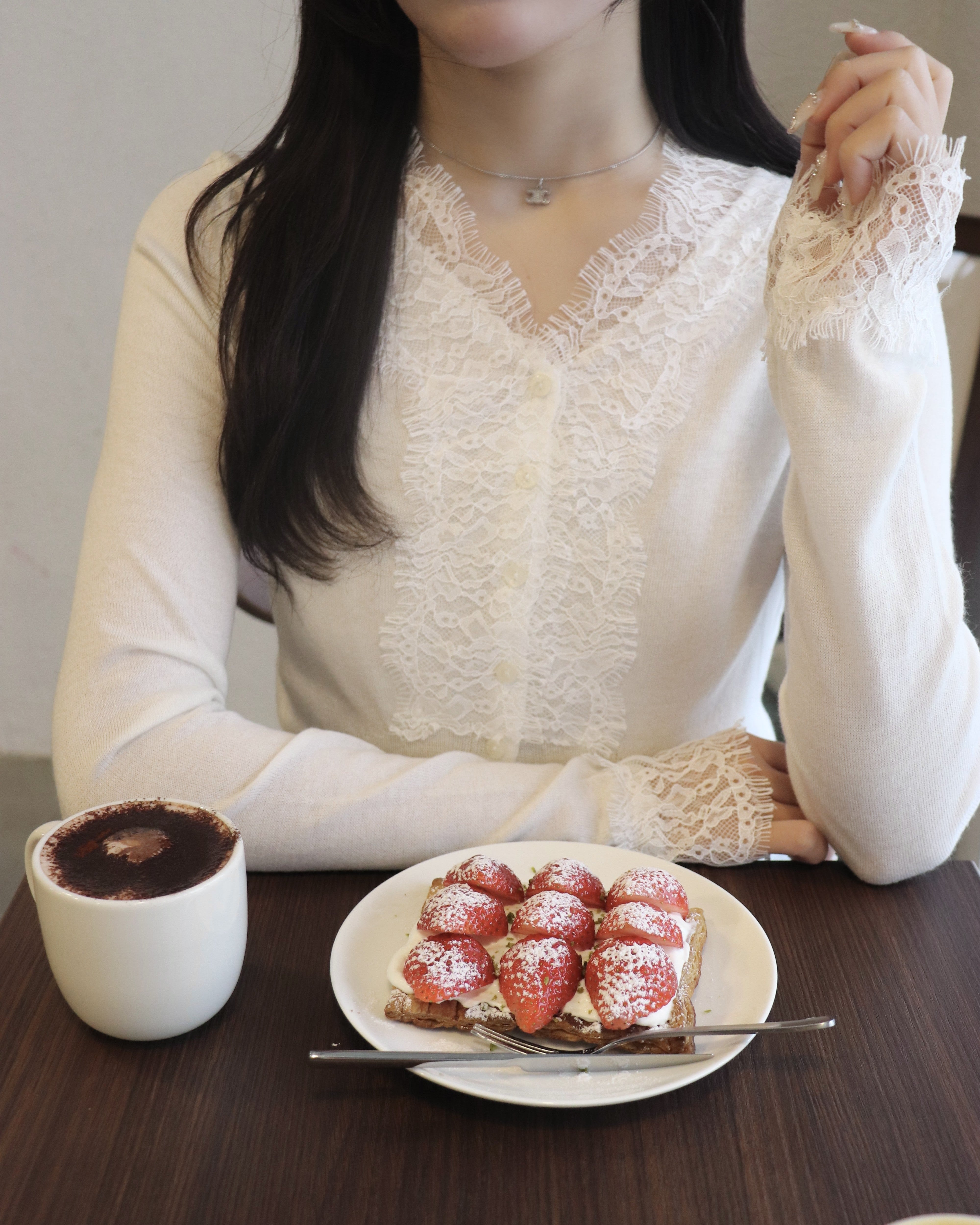 レースドッキングカーディガン