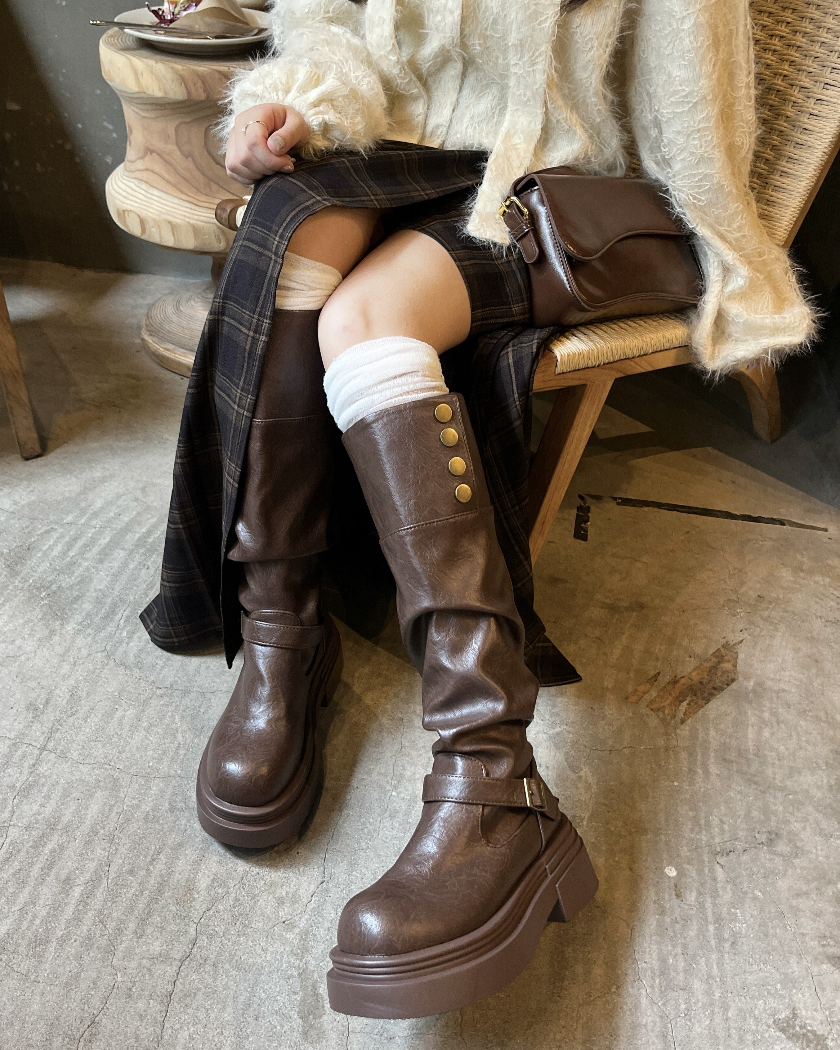 チェックパンツプリーツスカート