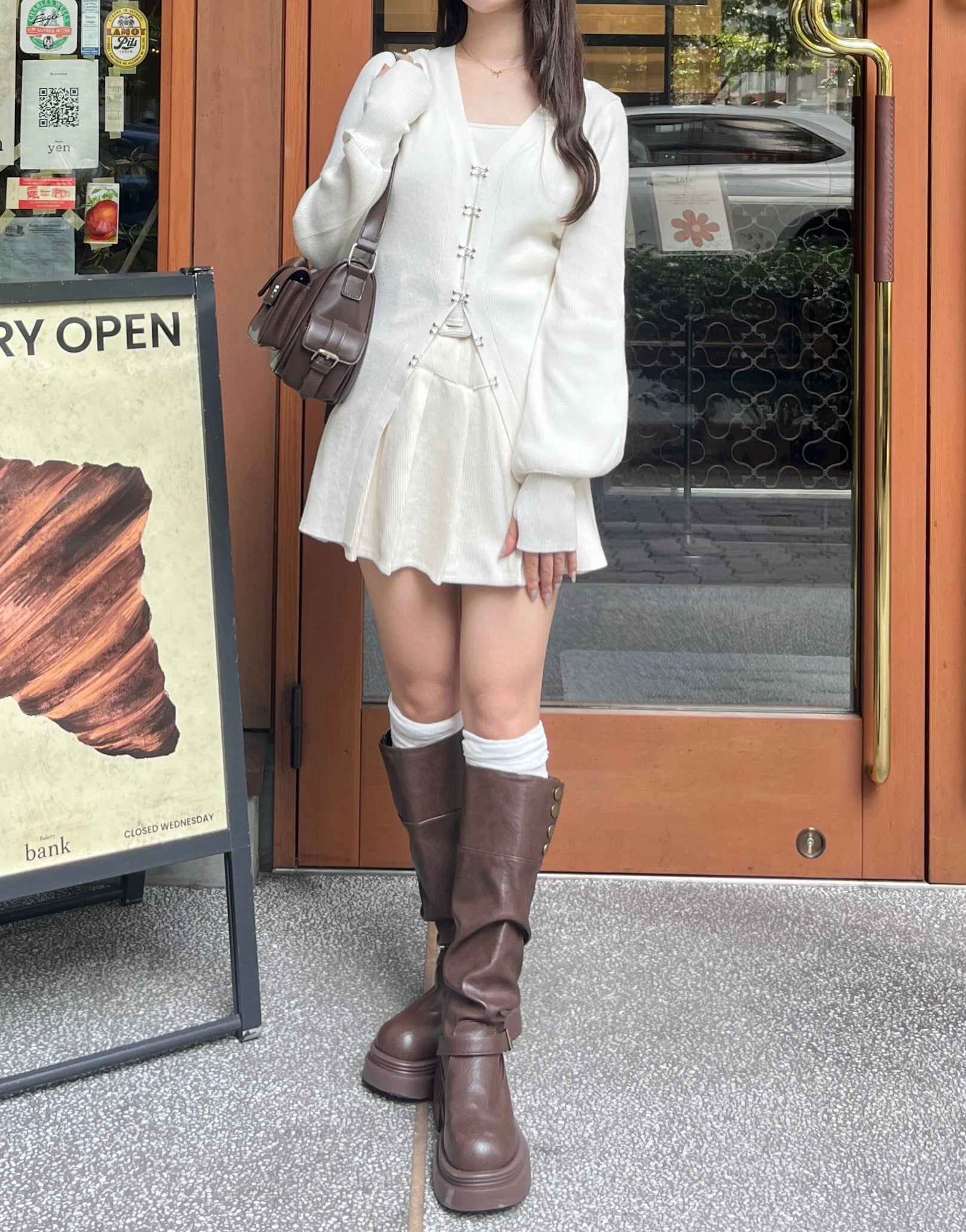ホックリブニットカーディガン