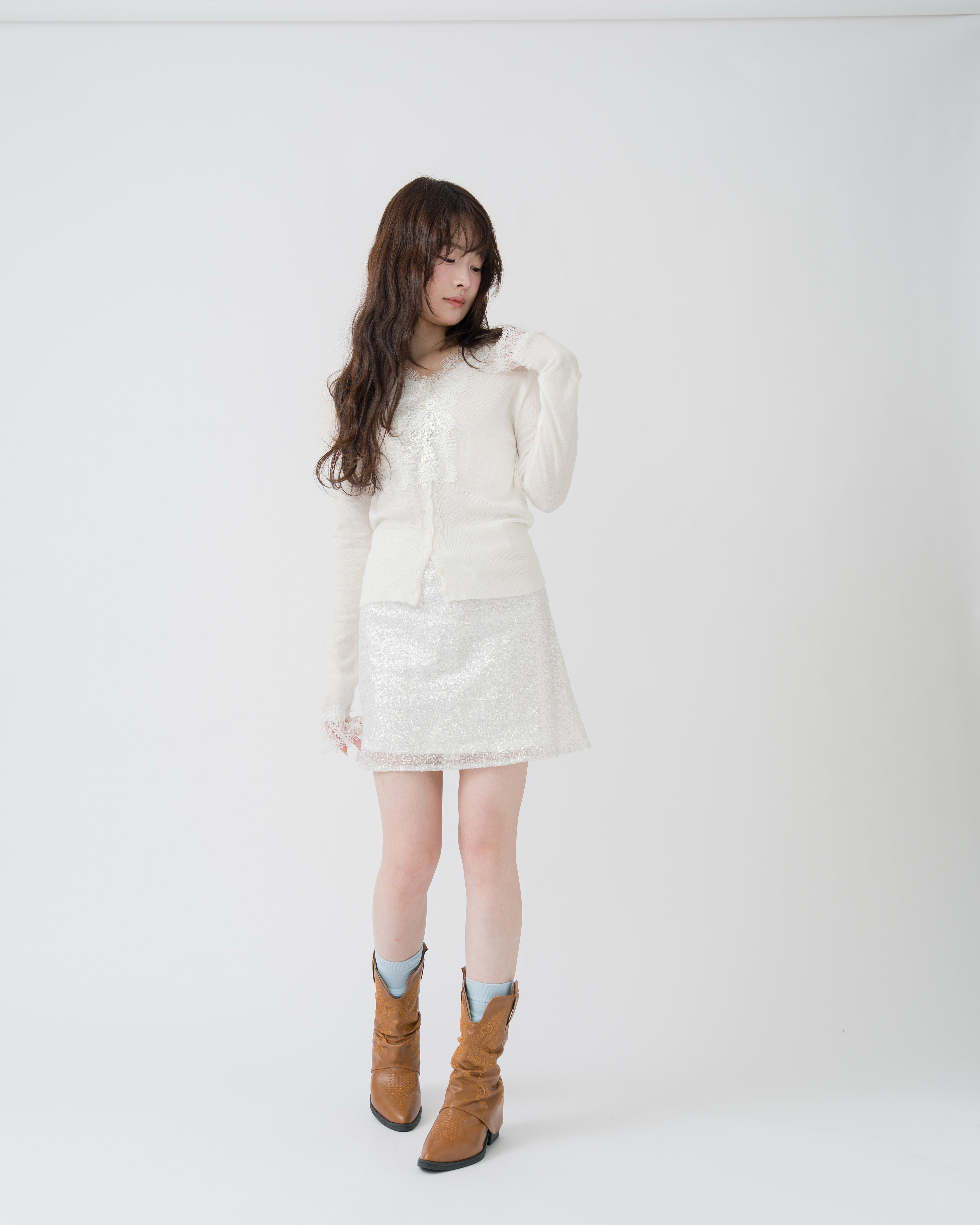 レースドッキングカーディガン