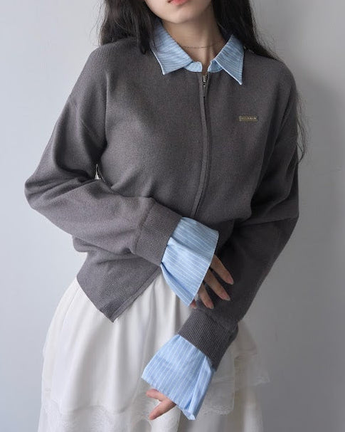 シャツレイヤードライクニット