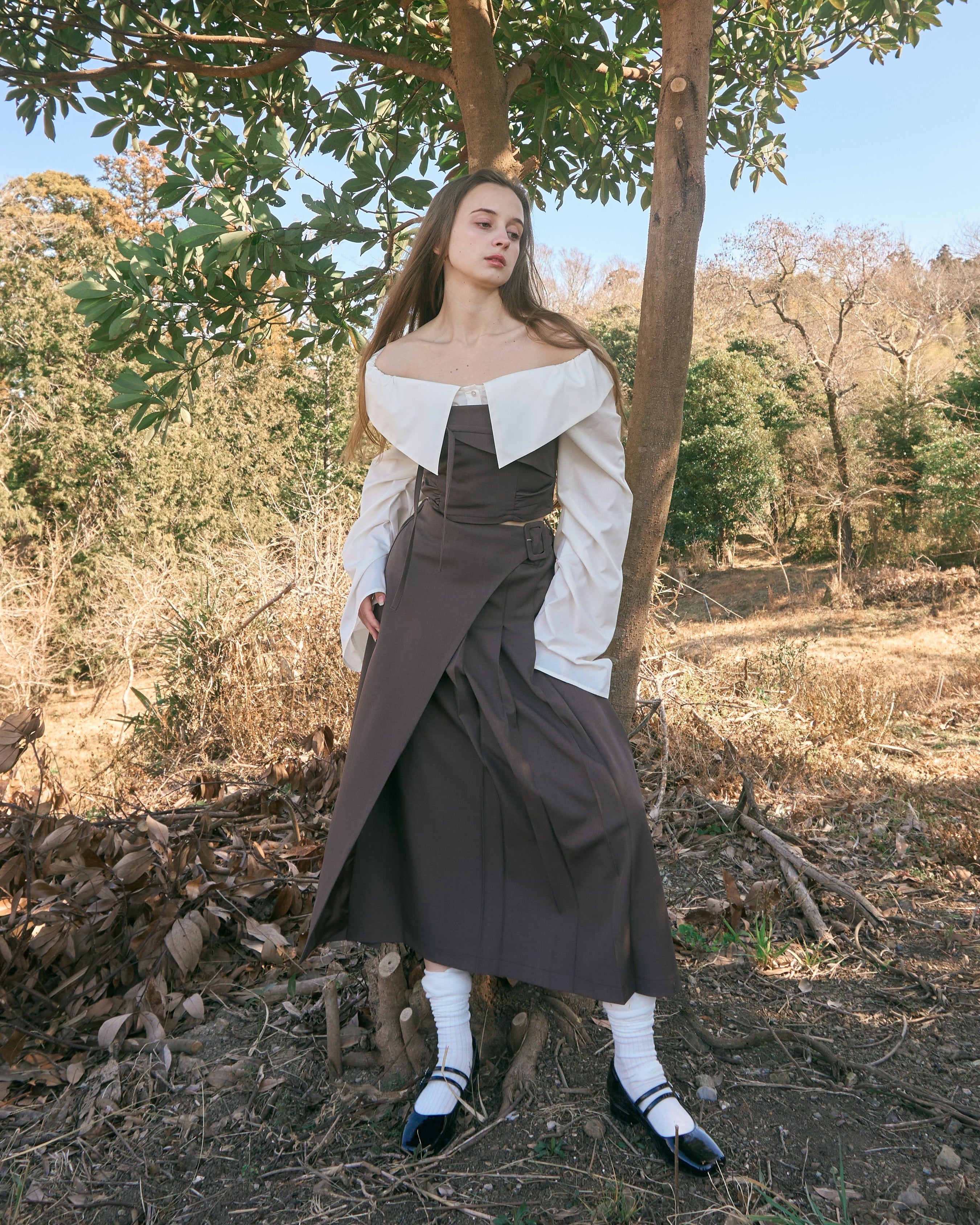 2wayオフショルギャザースリーブブラウス