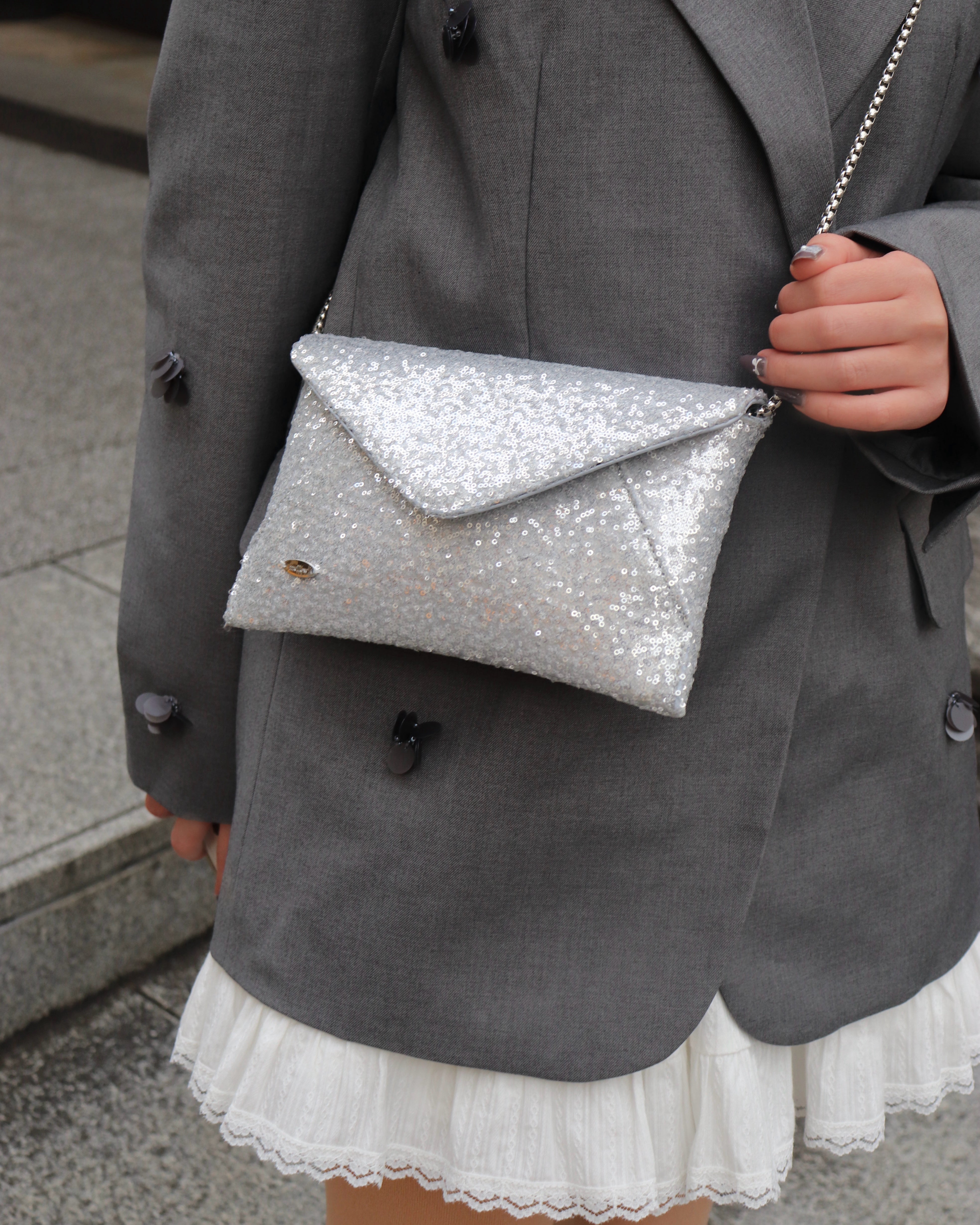 2wayスパンコールレターミニバッグ