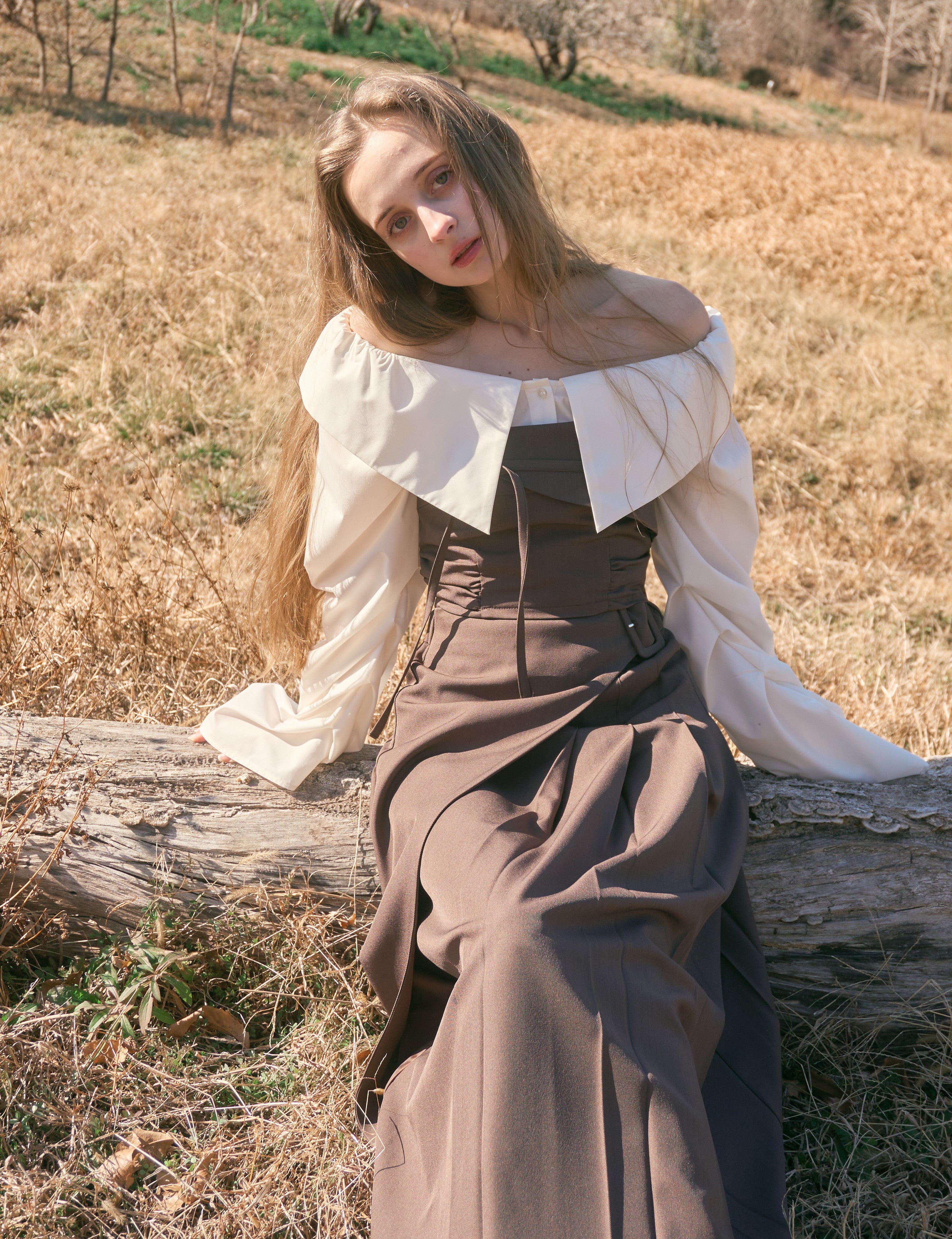 2wayオフショルギャザースリーブブラウス