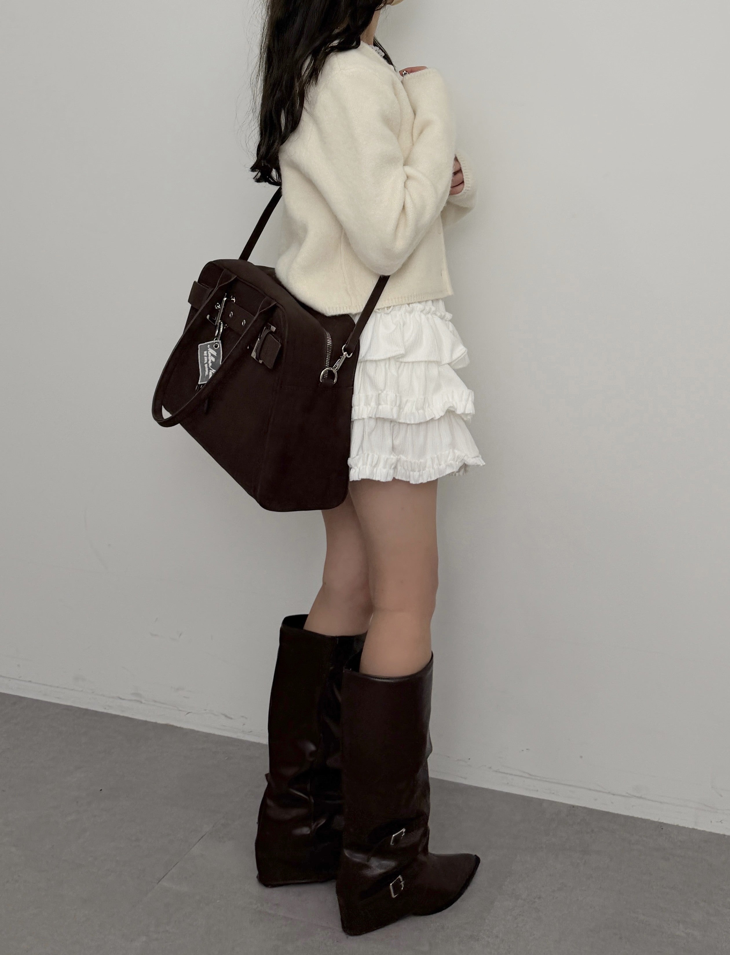 A4スウェードライクベルトボストンバッグ